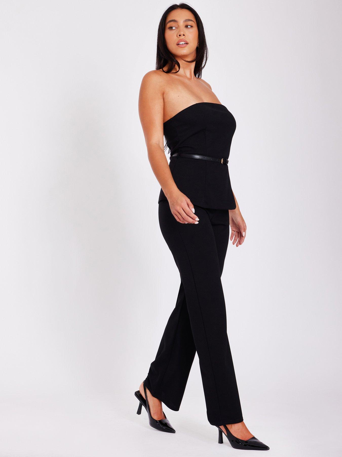 Quiz Black Strapless Belted Jumpsuit