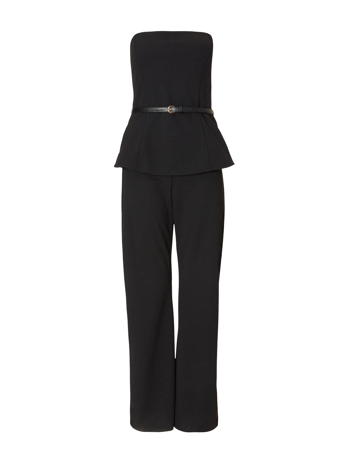 Image 4 of 5 of Quiz Black Strapless Belted Jumpsuit