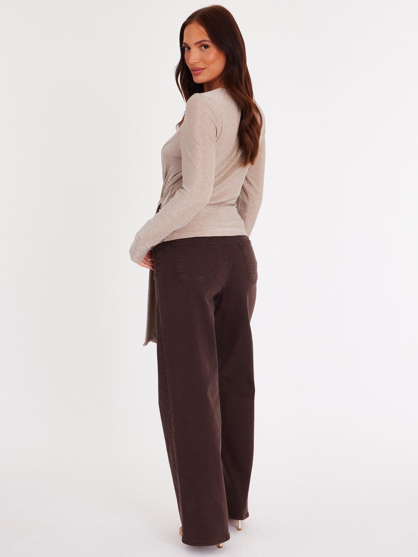 Image 2 of 6 of Quiz Champagne Rhinestone Wrap Top