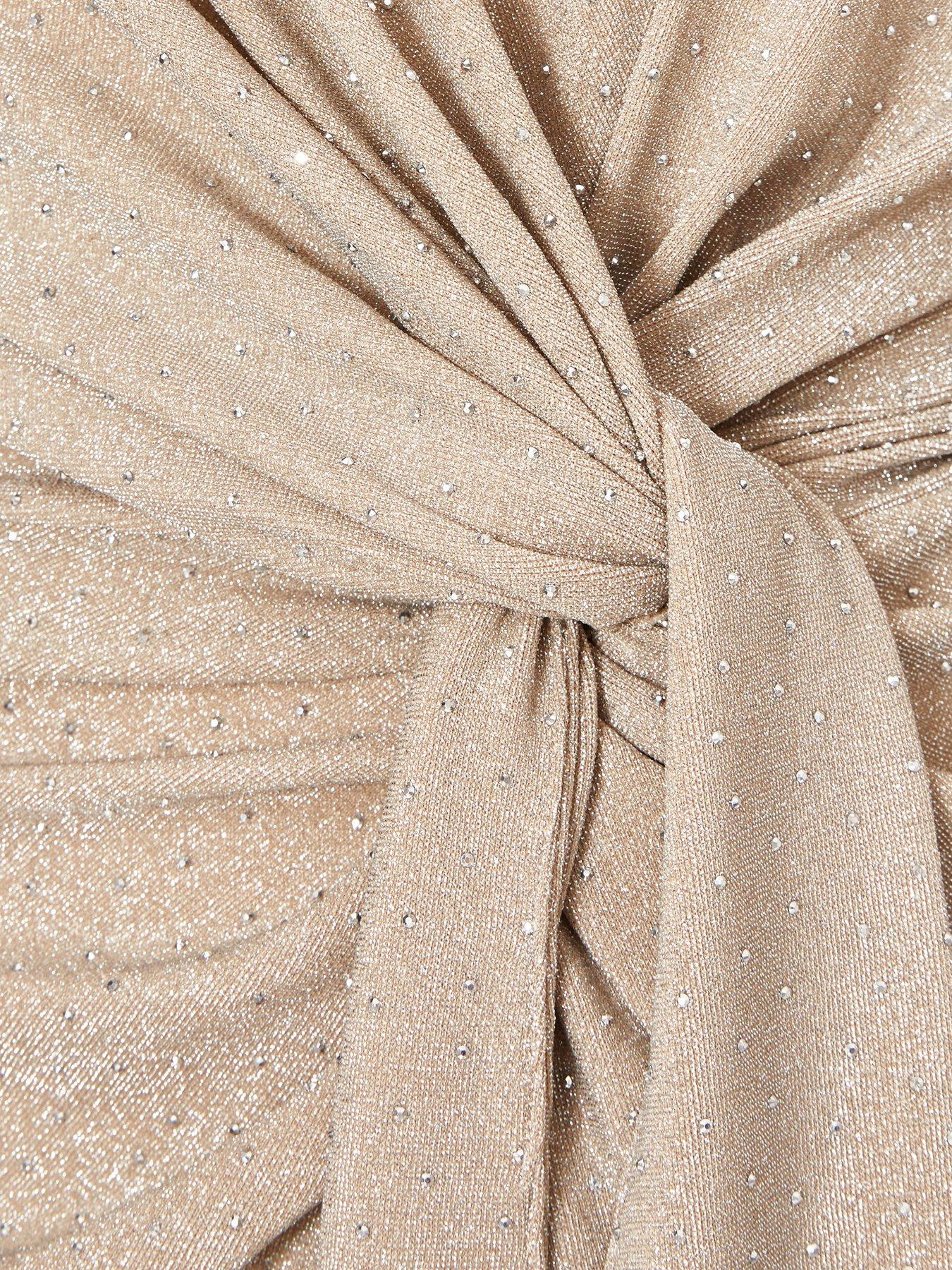 Image 6 of 6 of Quiz Champagne Rhinestone Wrap Top