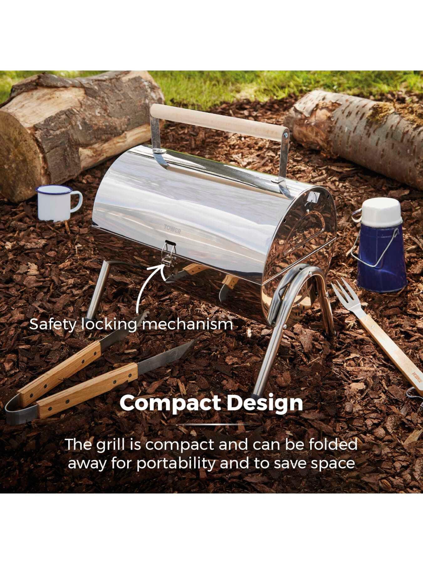 Image 5 of 6 of Tower Portable Barrel Grill Charcoal BBQ