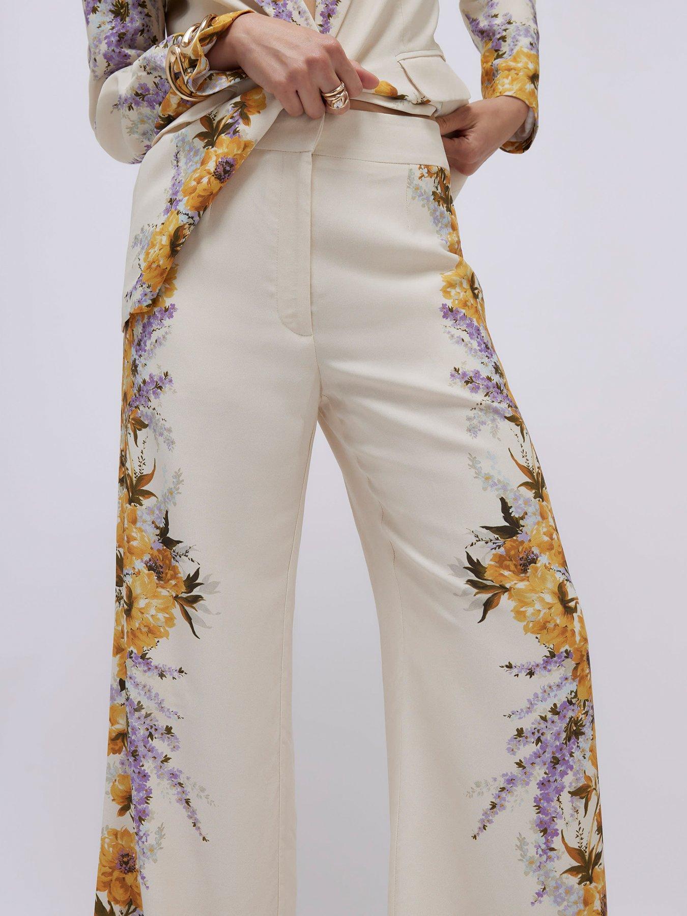  image of river-island-floral-flare-trouser-cream
