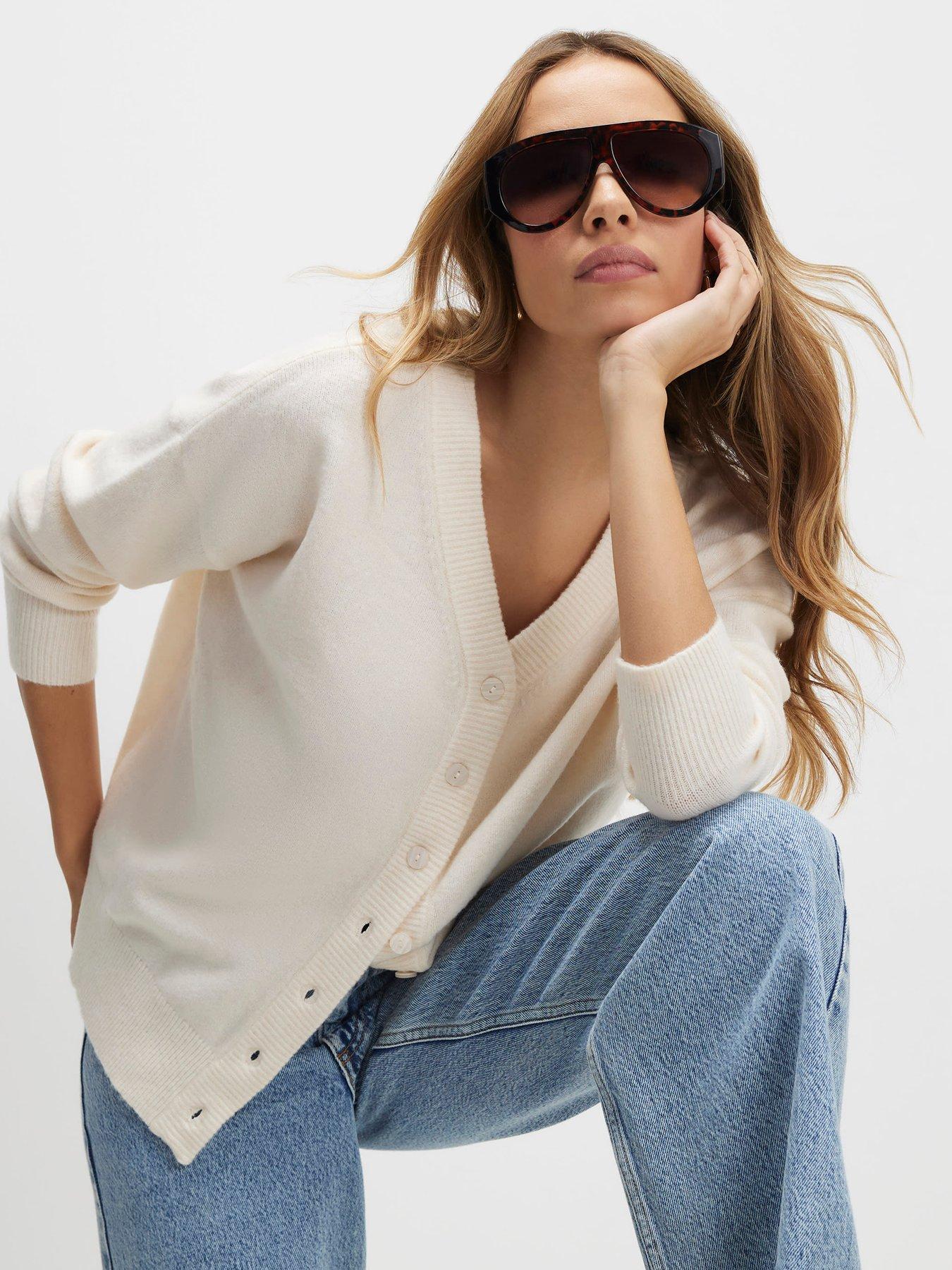 River Island Knitted V Neck Cardigan - Cream