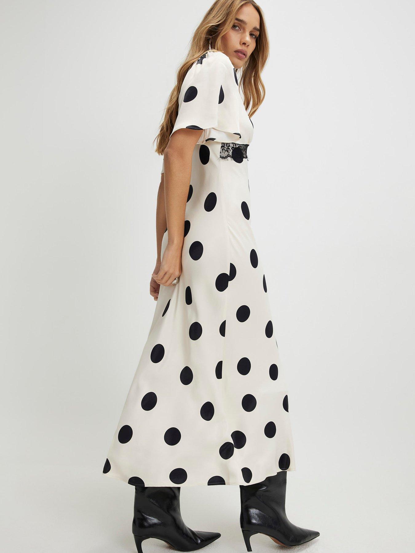 River Island Satin Polka Dot Midi Slip Dress - White | Littlewoods