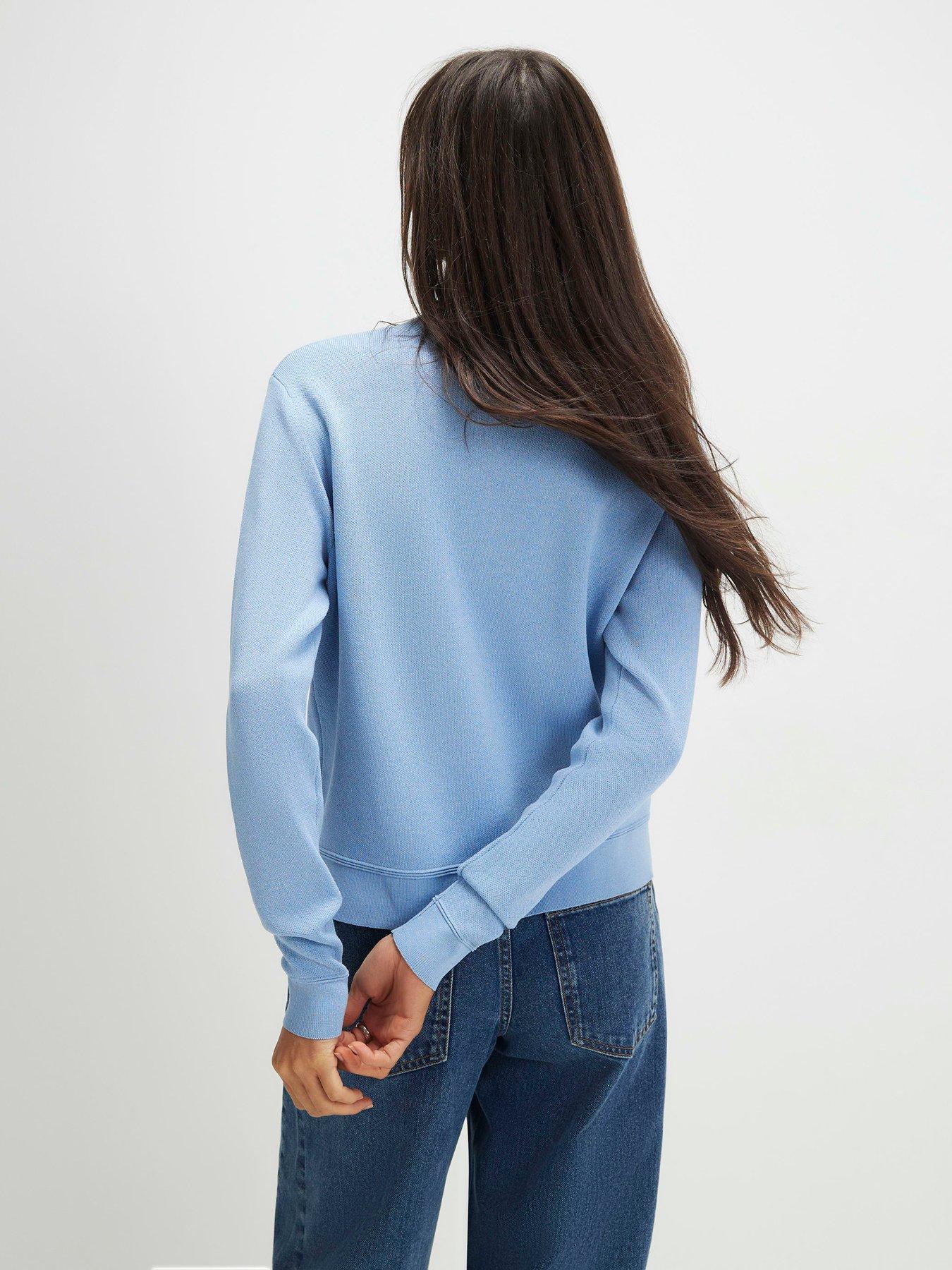 stillFront image of river-island-knit-fitted-scallop-trim-cardigan-blue