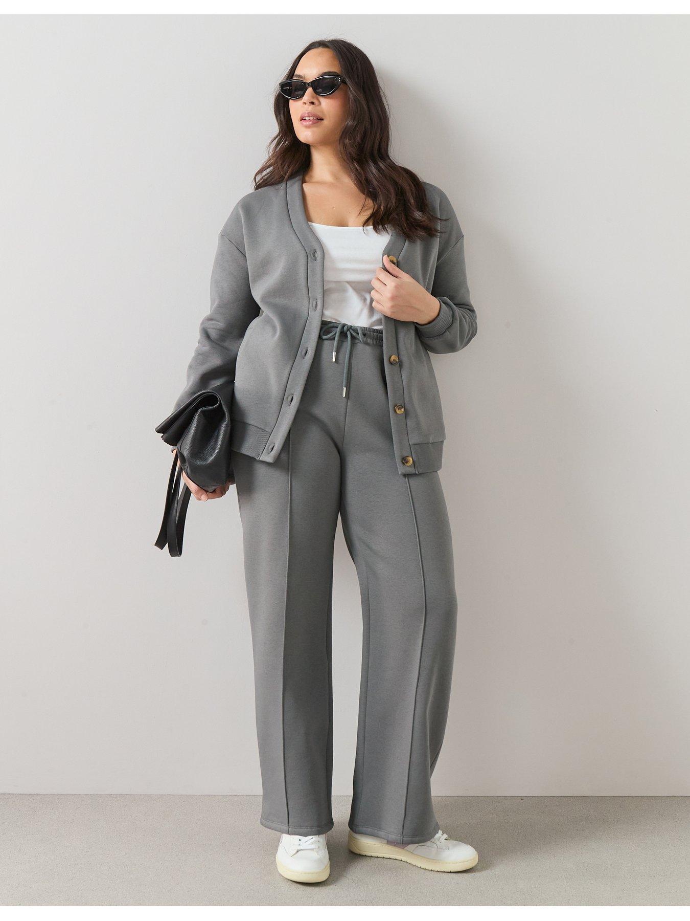 The Very Collection Curve Wide Leg Jogger - Dark Grey