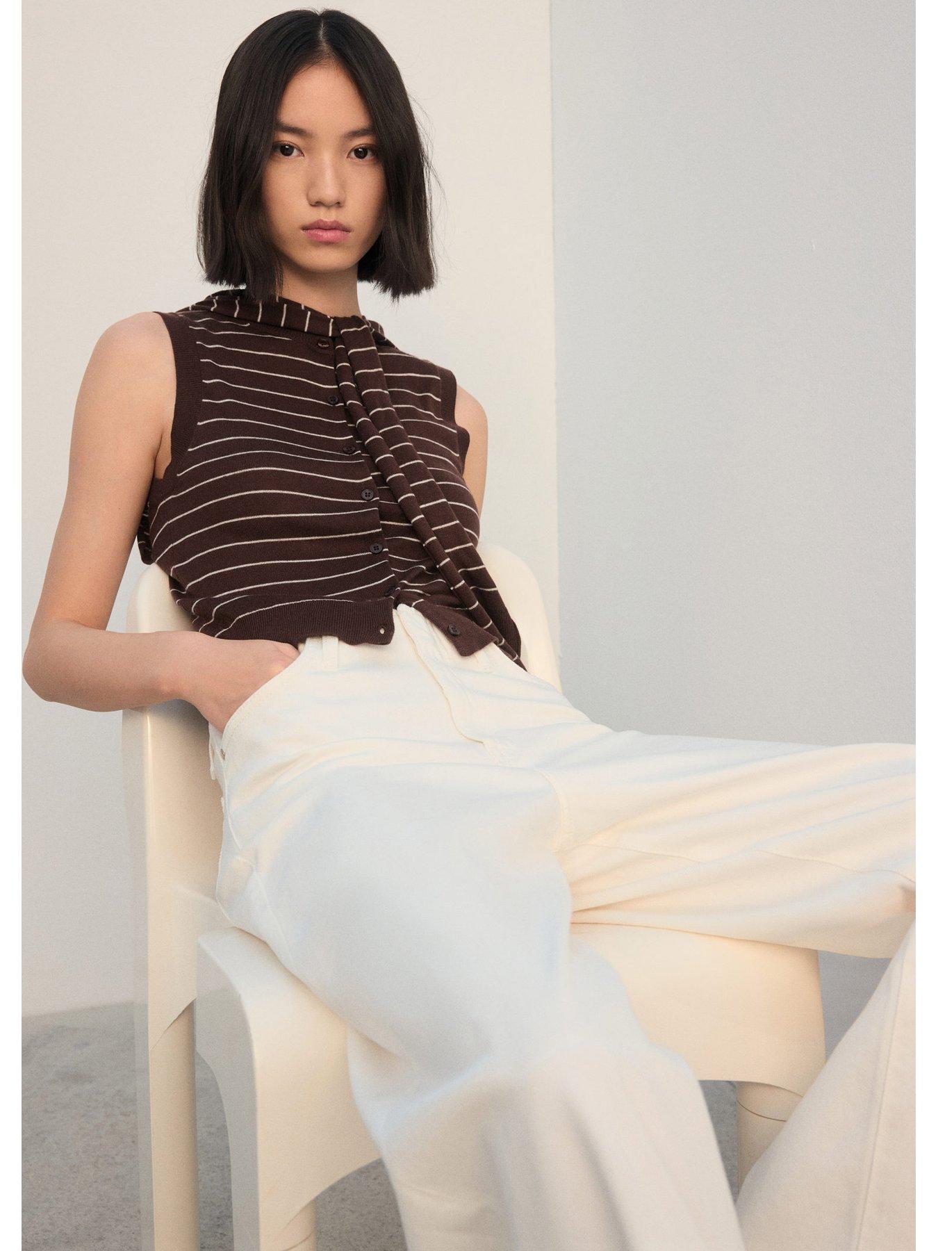 Image 3 of 7 of Mango Jersey Knit Waistcoat - Brown