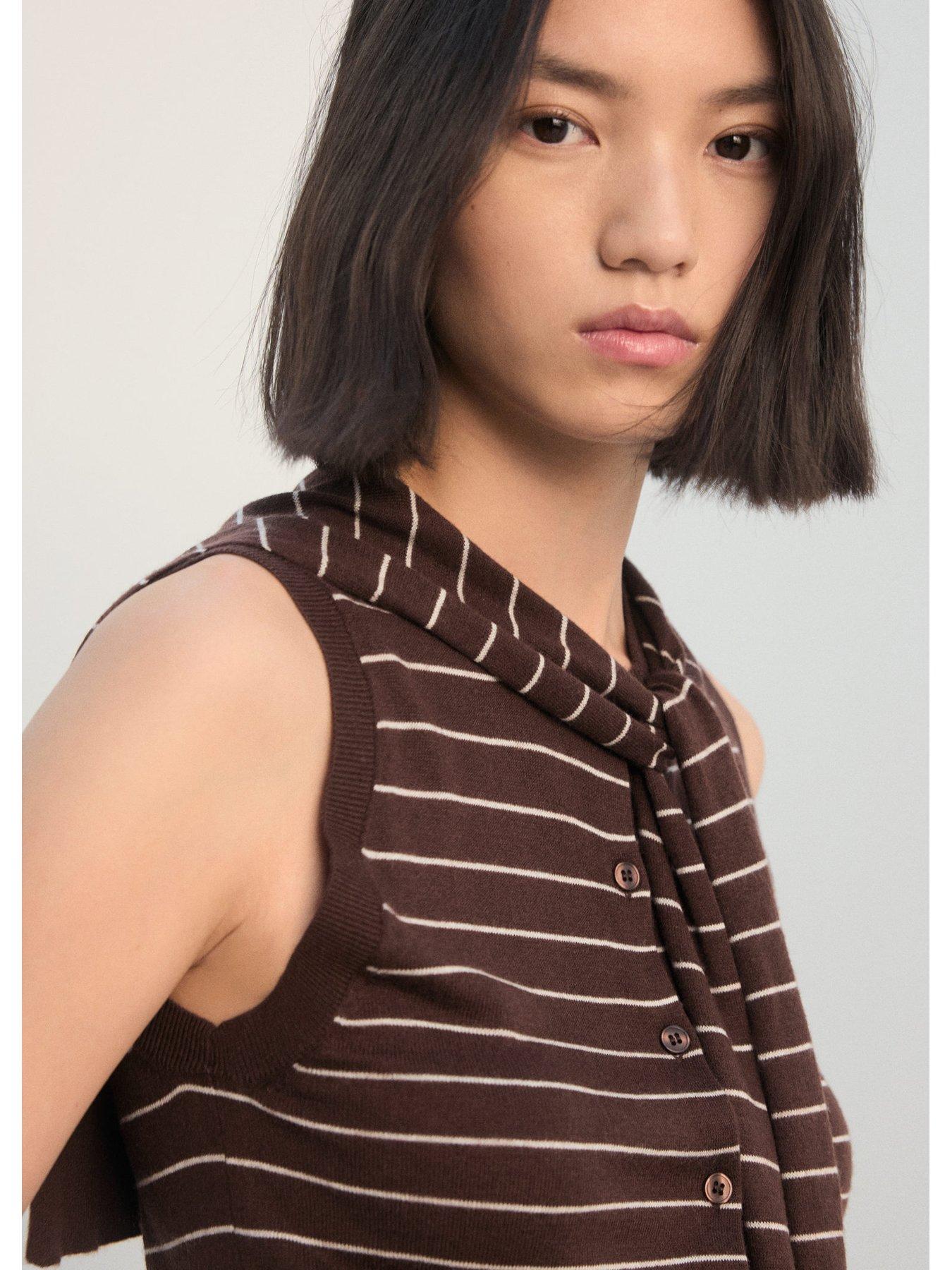 Image 4 of 7 of Mango Jersey Knit Waistcoat - Brown