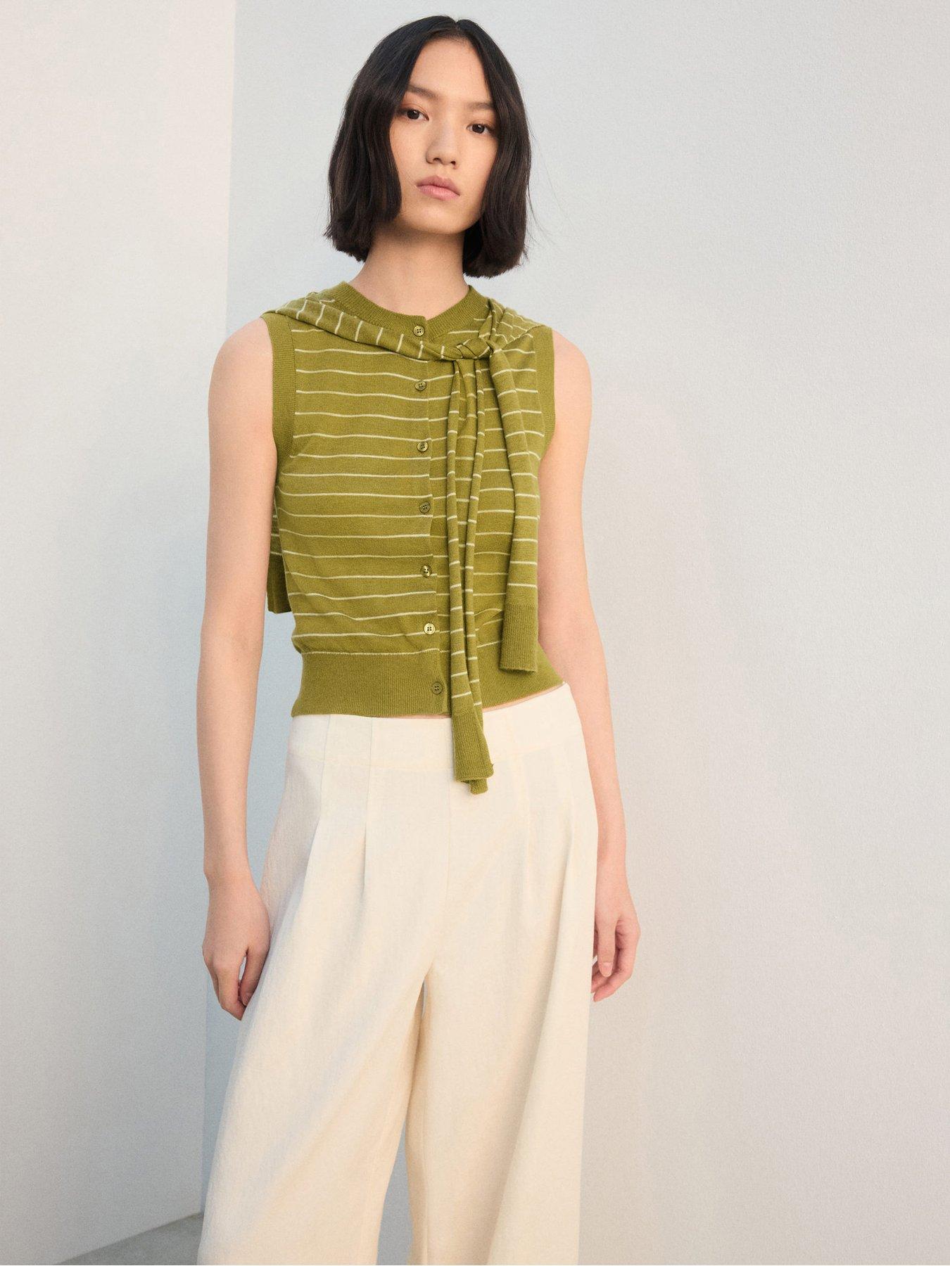 Image 1 of 7 of Mango Jersey-Knit Waistcoat - Green