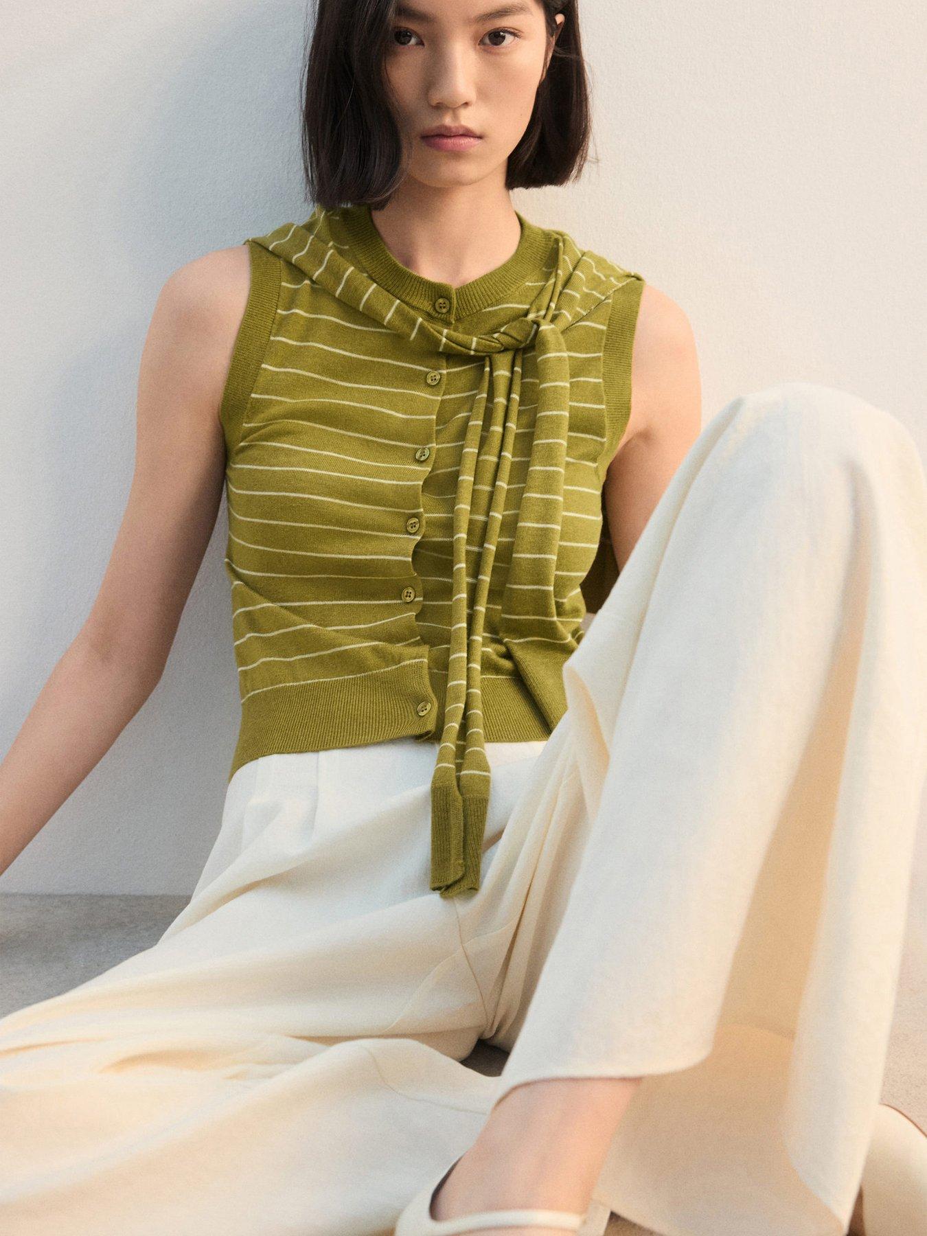 Image 5 of 7 of Mango Jersey-Knit Waistcoat - Green