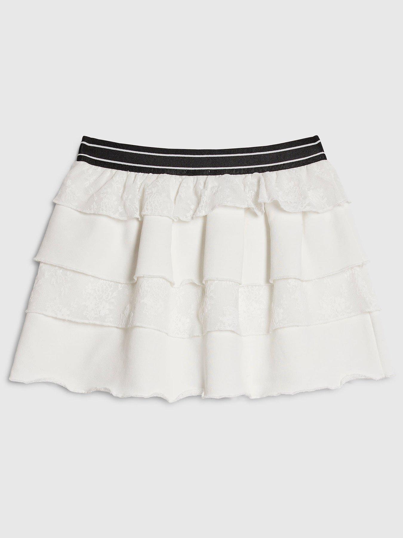 Image 2 of 4 of River Island Older Girls Tiered Rara Skirt - White