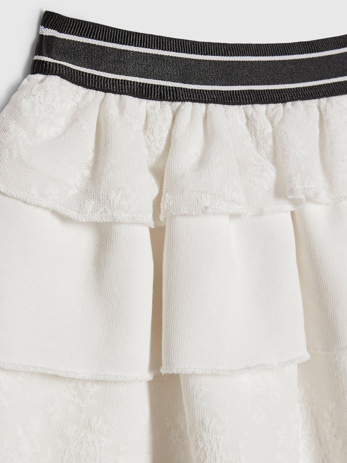 Image 4 of 4 of River Island Older Girls Tiered Rara Skirt - White