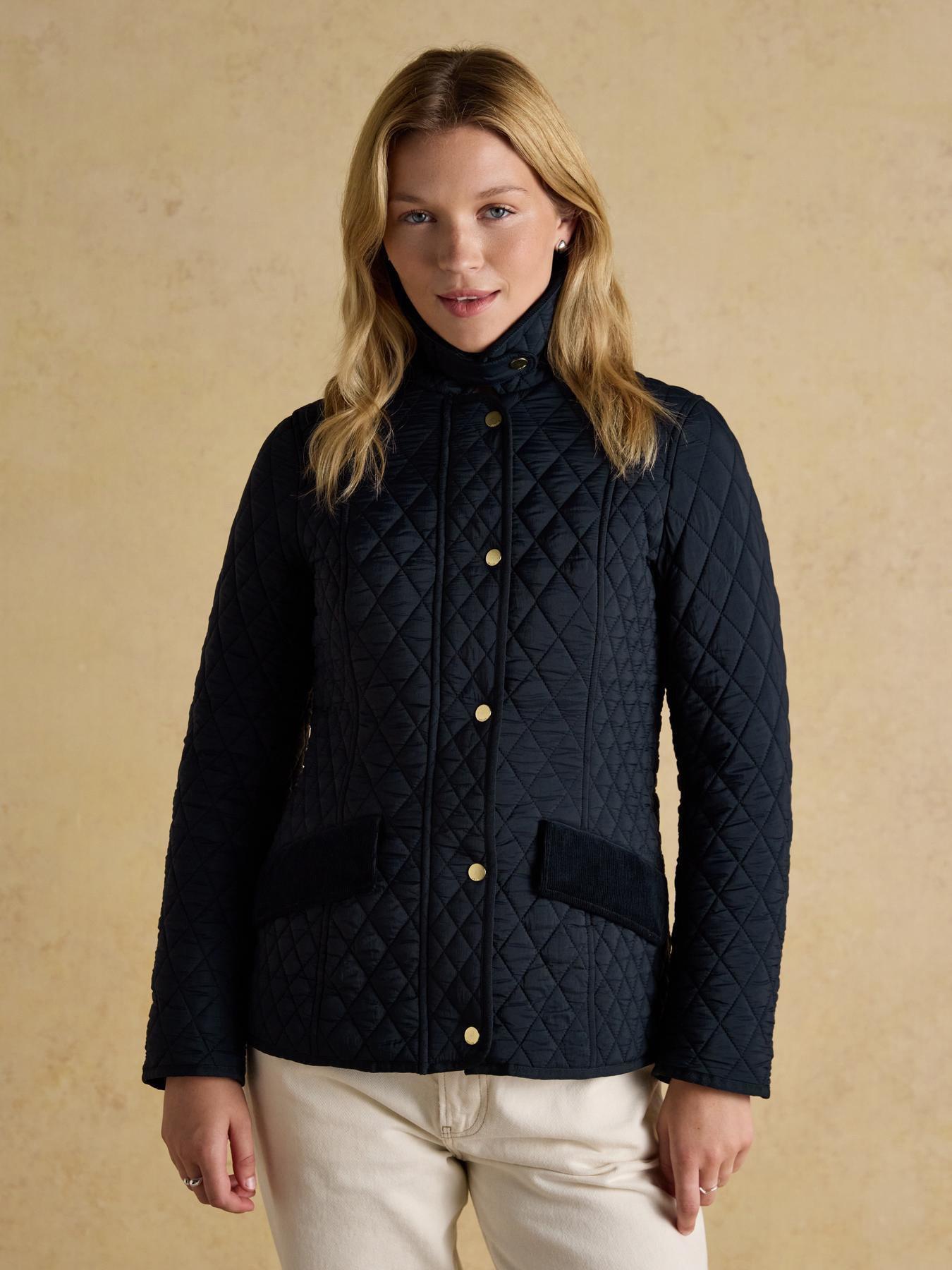 Joules Highclere Showerproof Diamond Quilted Jacket - Navy