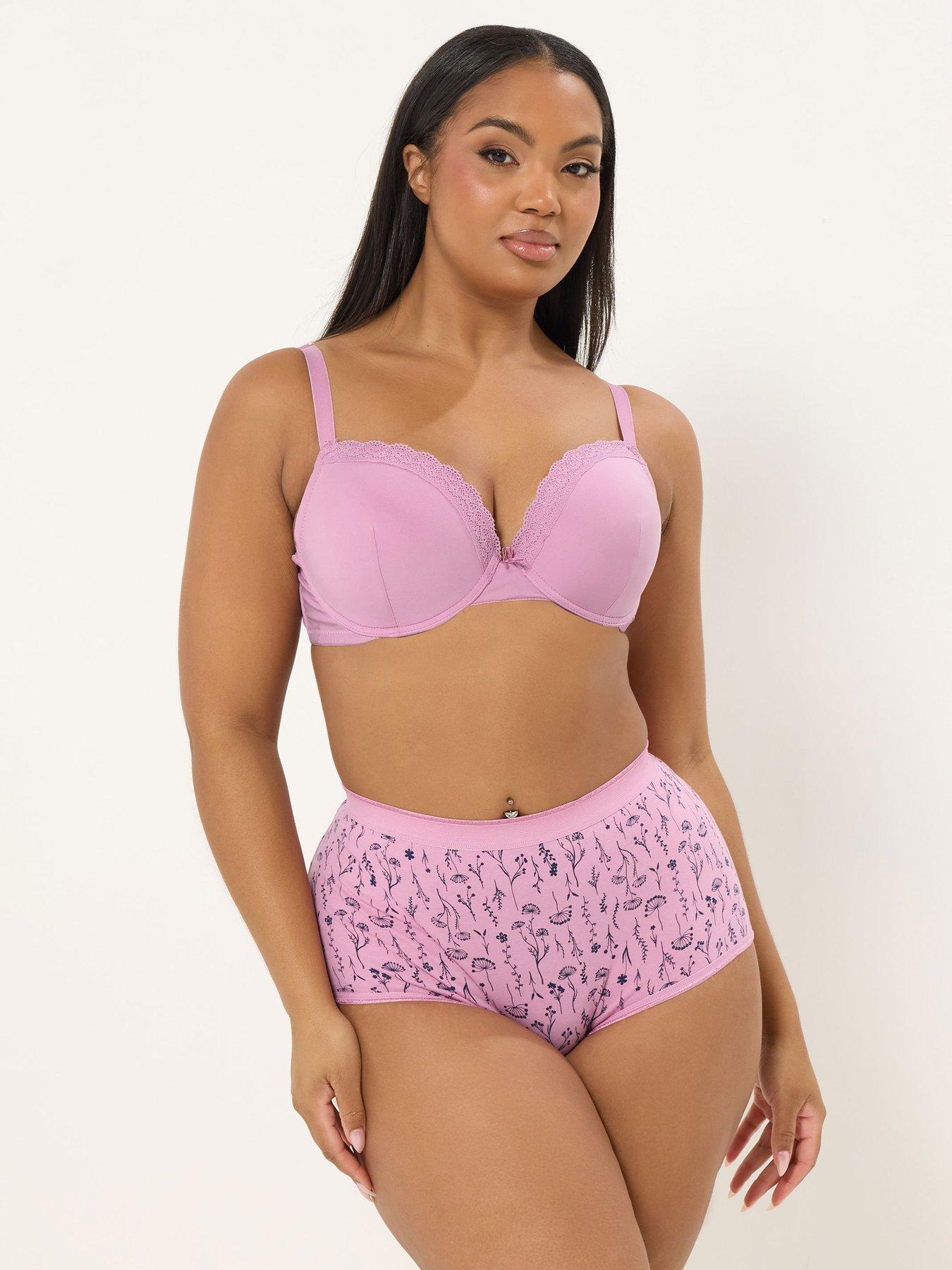 Image 3 of 6 of Yours Curve 5 Pack Floral Full Briefs - Pink