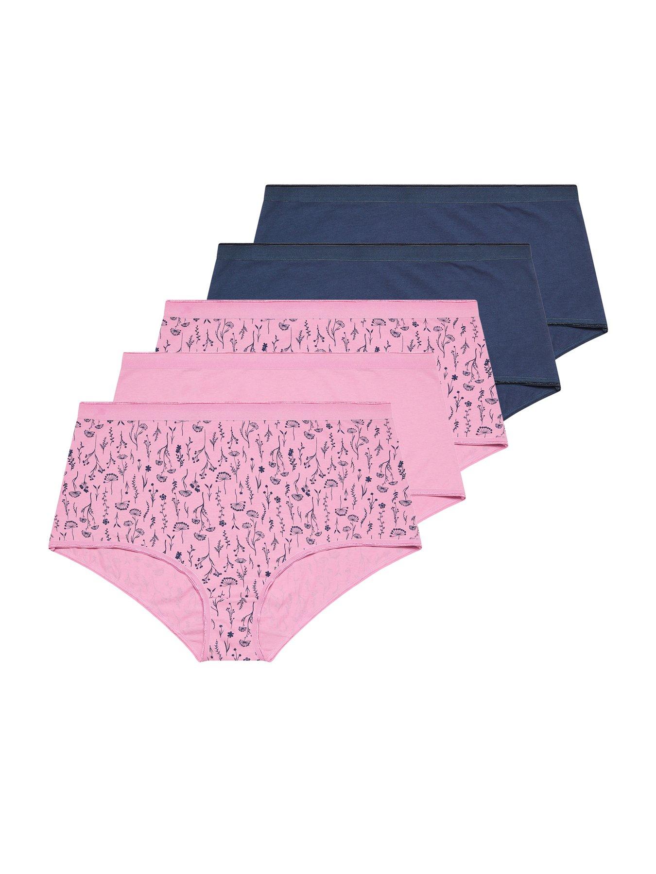 Image 6 of 6 of Yours Curve 5 Pack Floral Full Briefs - Pink