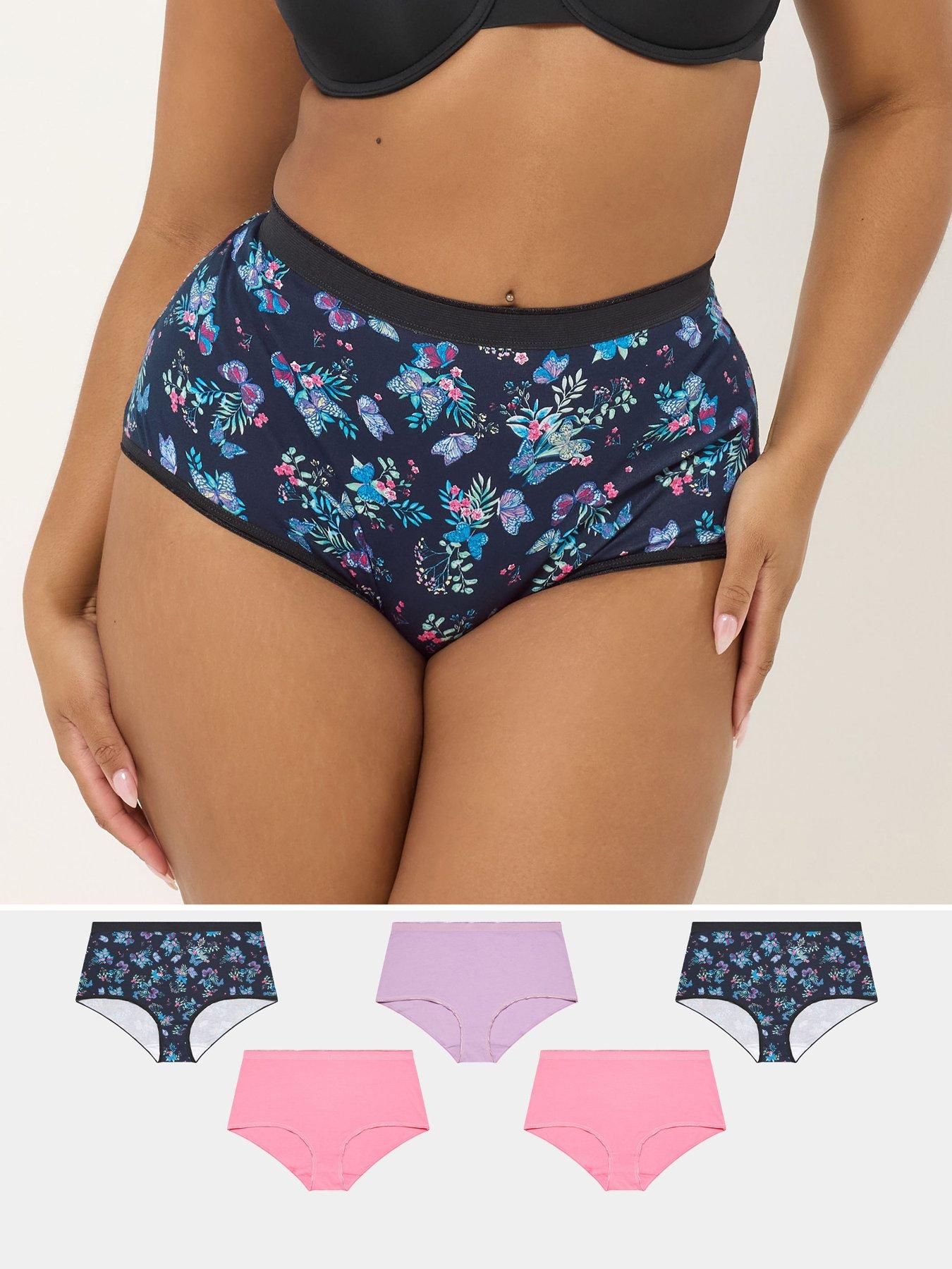 Yours Curve 5 Pack Floral Butterfly Full Briefs