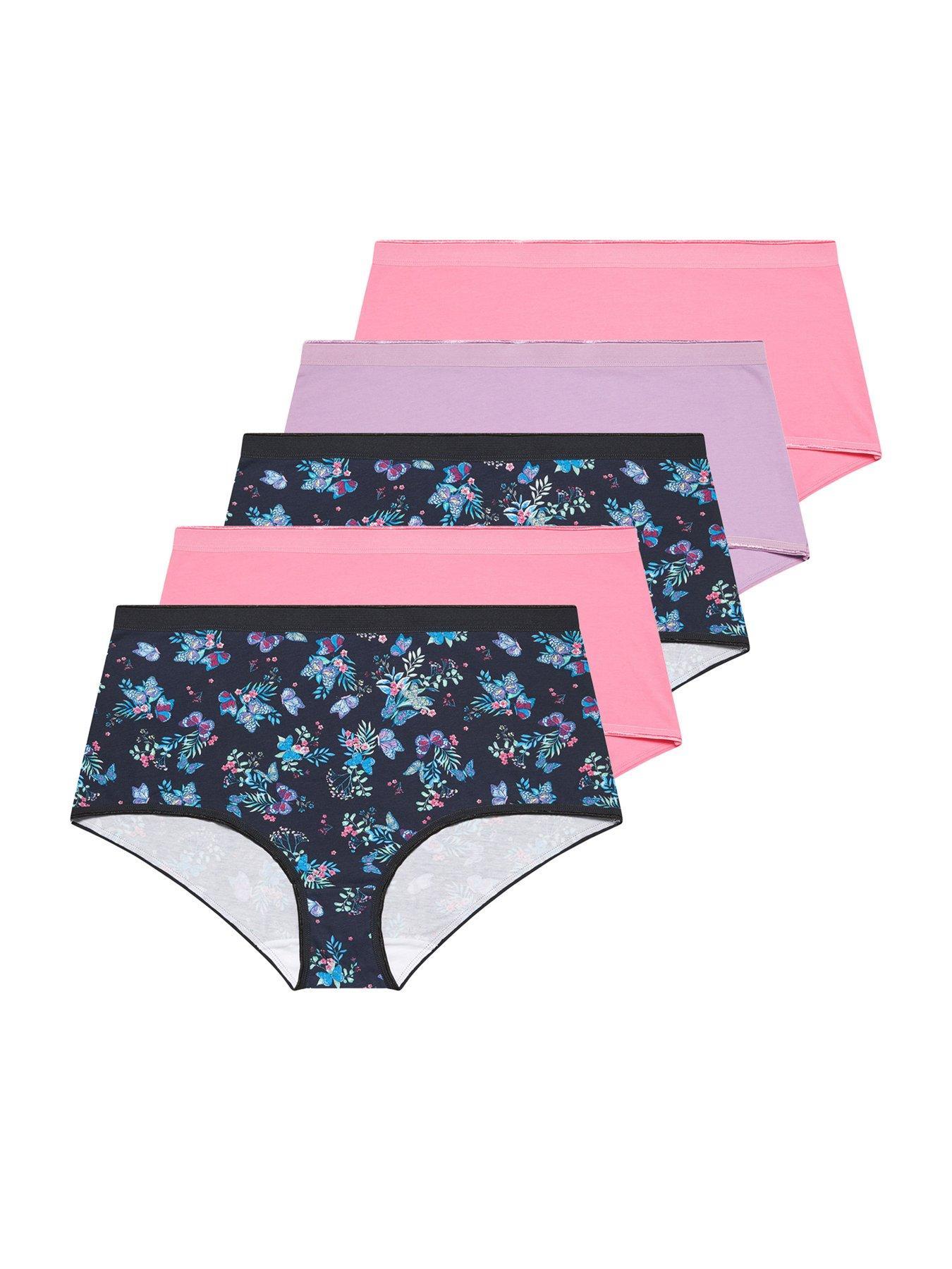 Image 5 of 5 of Yours Curve 5 Pack Floral Butterfly Full Briefs