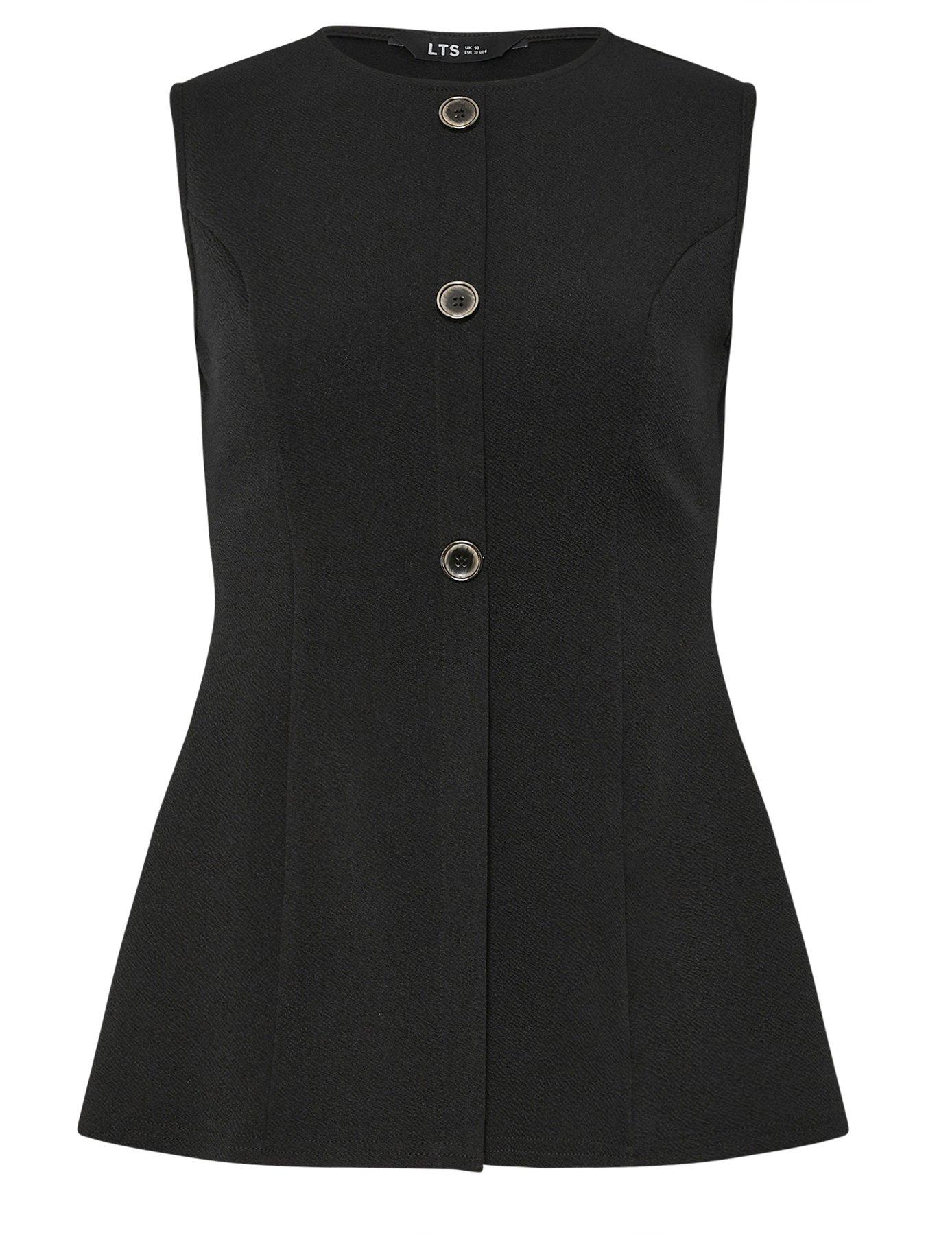  image of long-tall-sally-button-textured-waistcoat-black