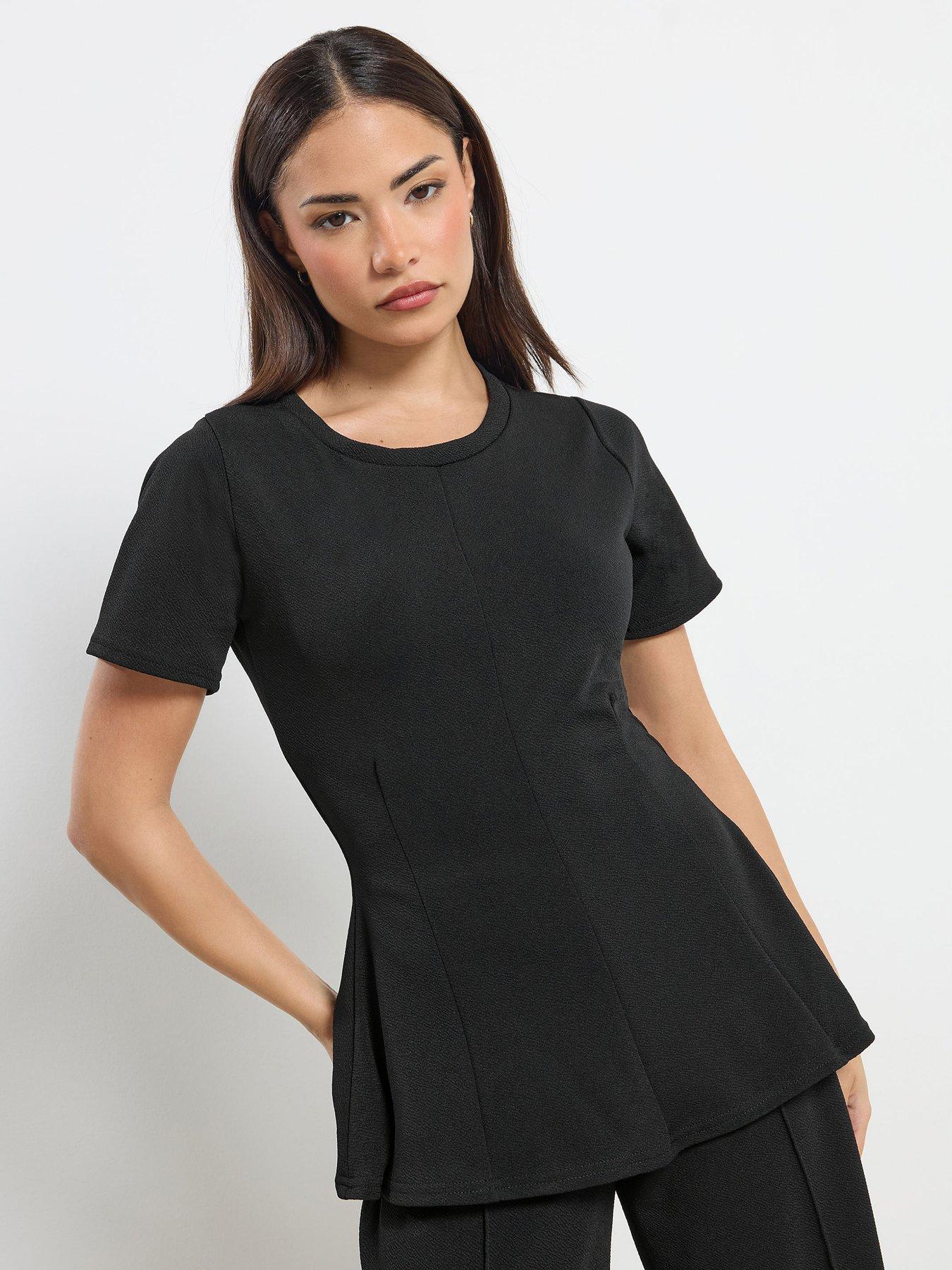 front image of pixiegirl-petite-waisted-texture-top