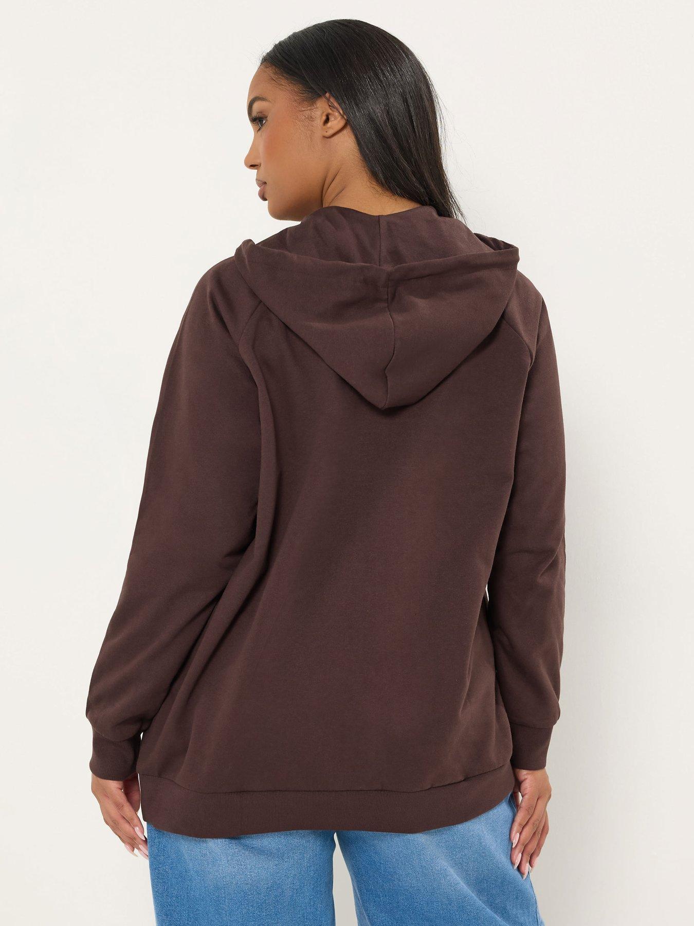 stillFront image of yours-curve-zip-through-hoodie-brown