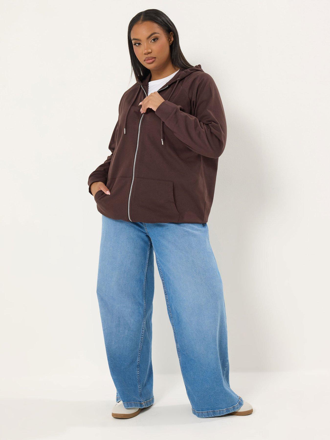  image of yours-curve-zip-through-hoodie-brown