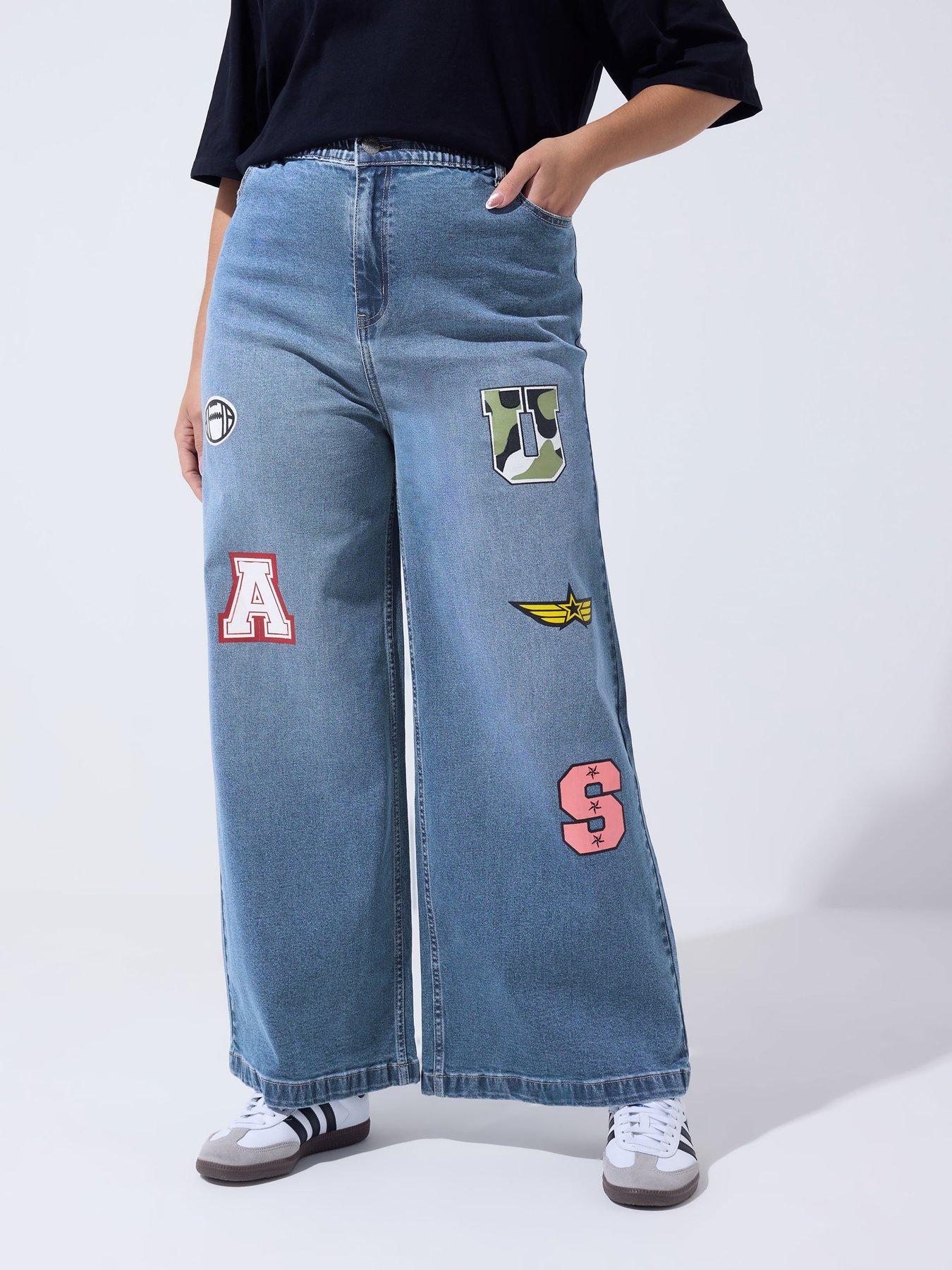 Yours Curve Applique Badge Jeans