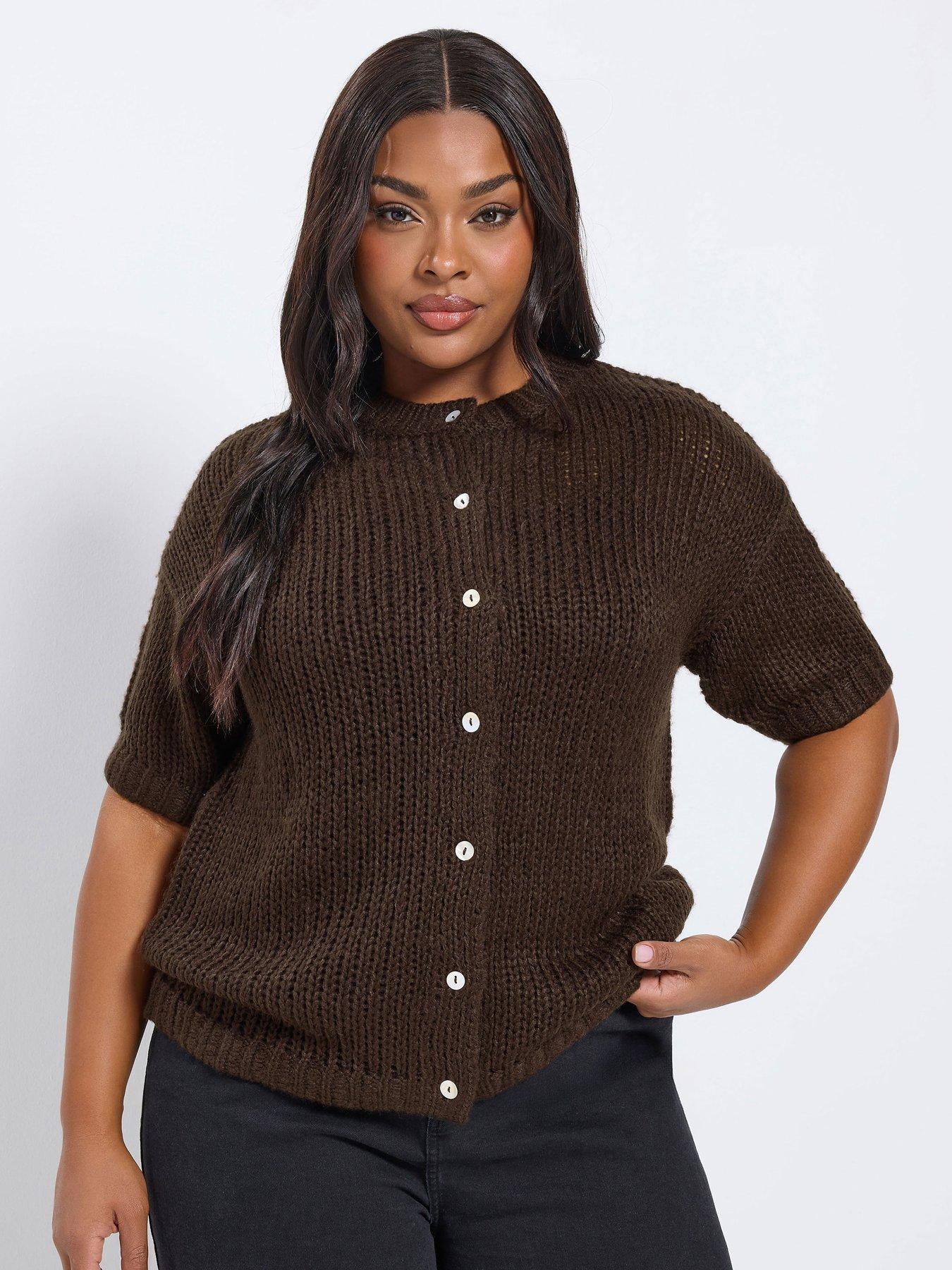 Image 1 of 5 of Yours Curve Lofty Short Sleeve Cardigan