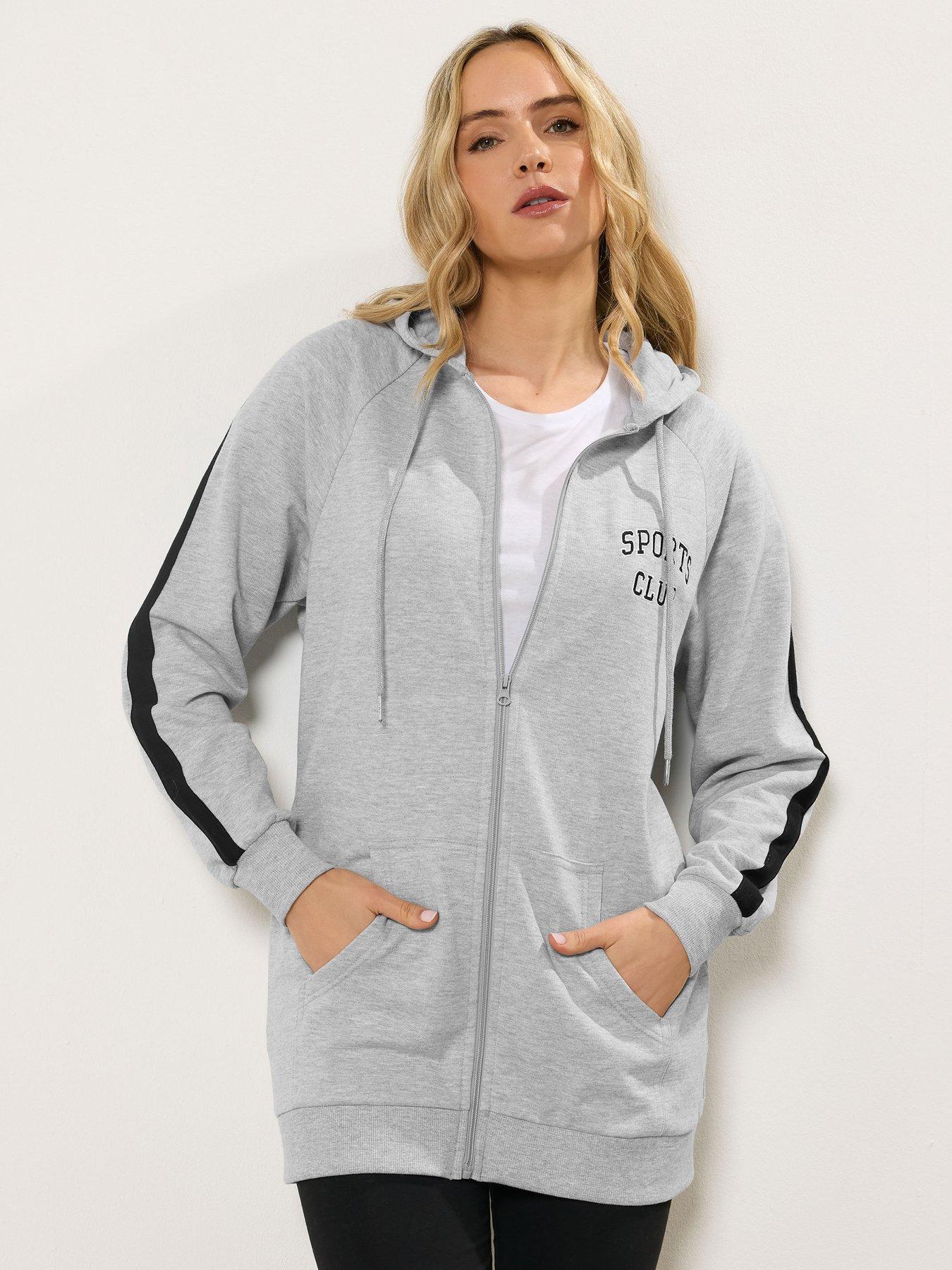Image 1 of 5 of Long Tall Sally Tall Embroidered Longline Zip Through Sweatshirt