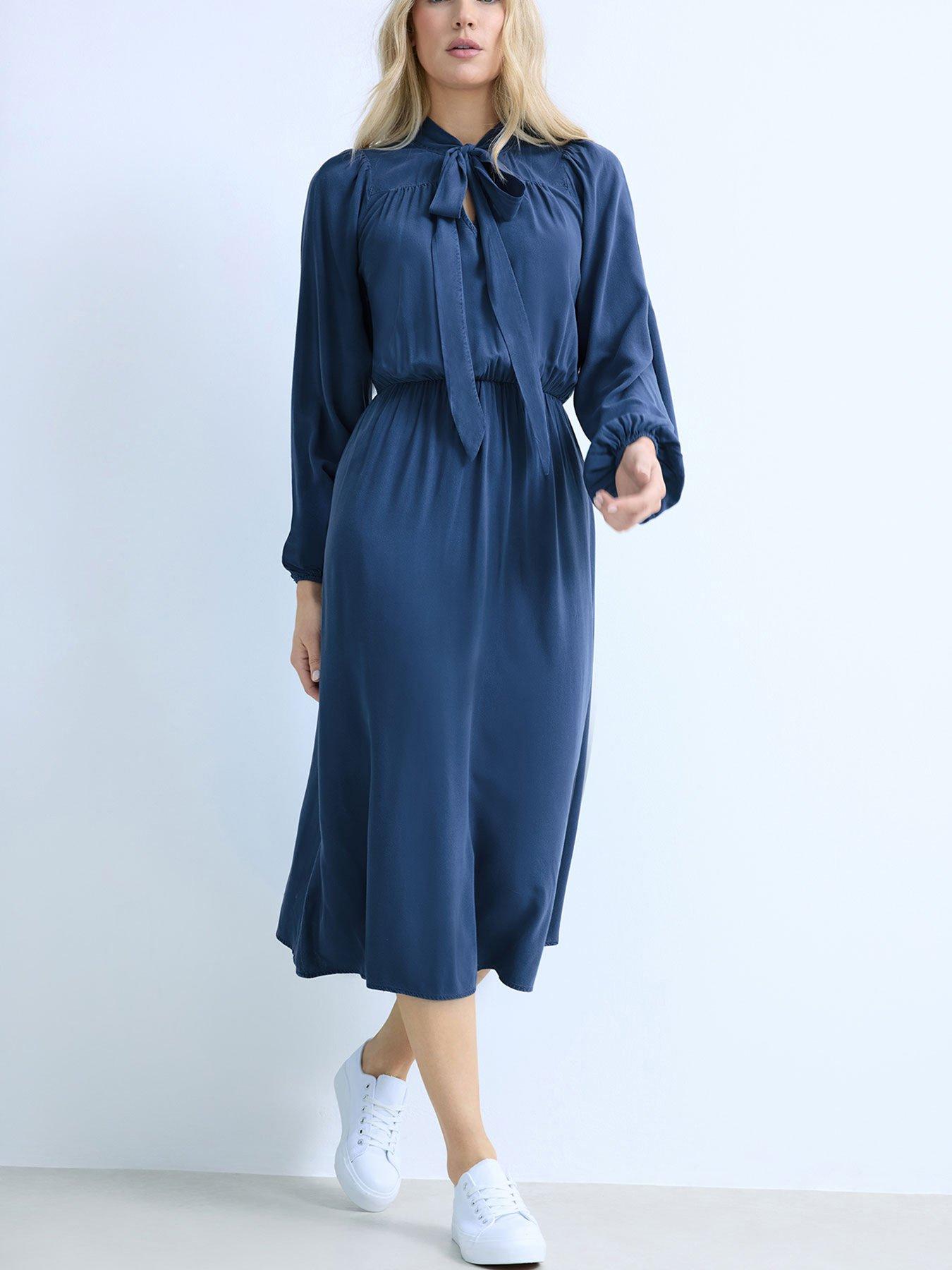 Long Tall Sally Tall Tie Neck Acid Wash Midi Dress