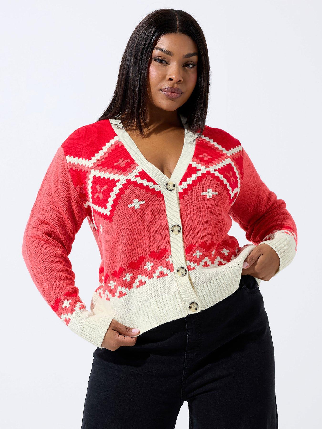 front image of yours-curve-fairisle-cardigan