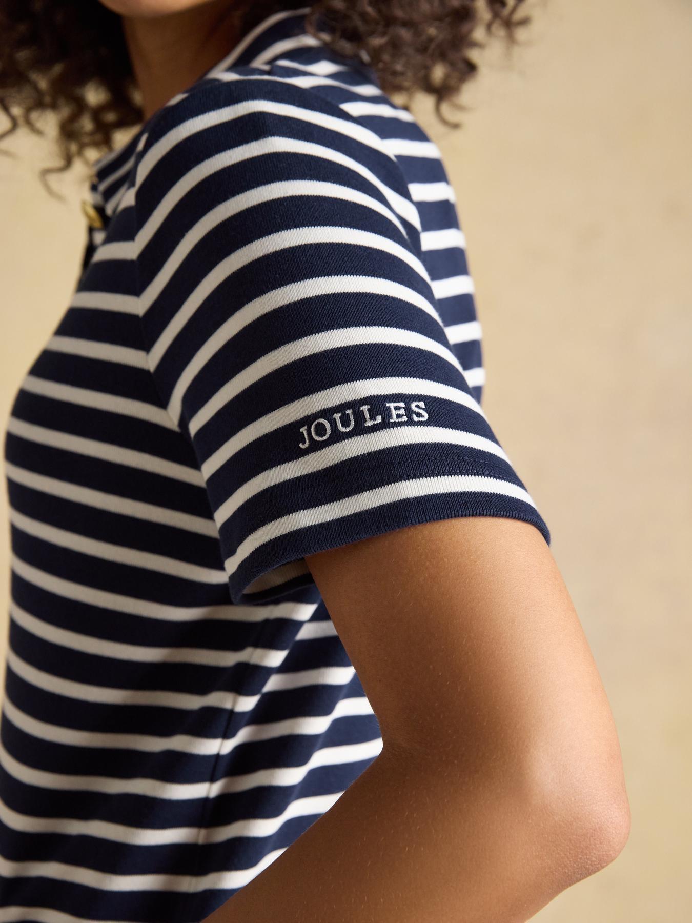 Image 5 of 6 of Joules Jane Striped Button Collared Knee Length Dress - Navy