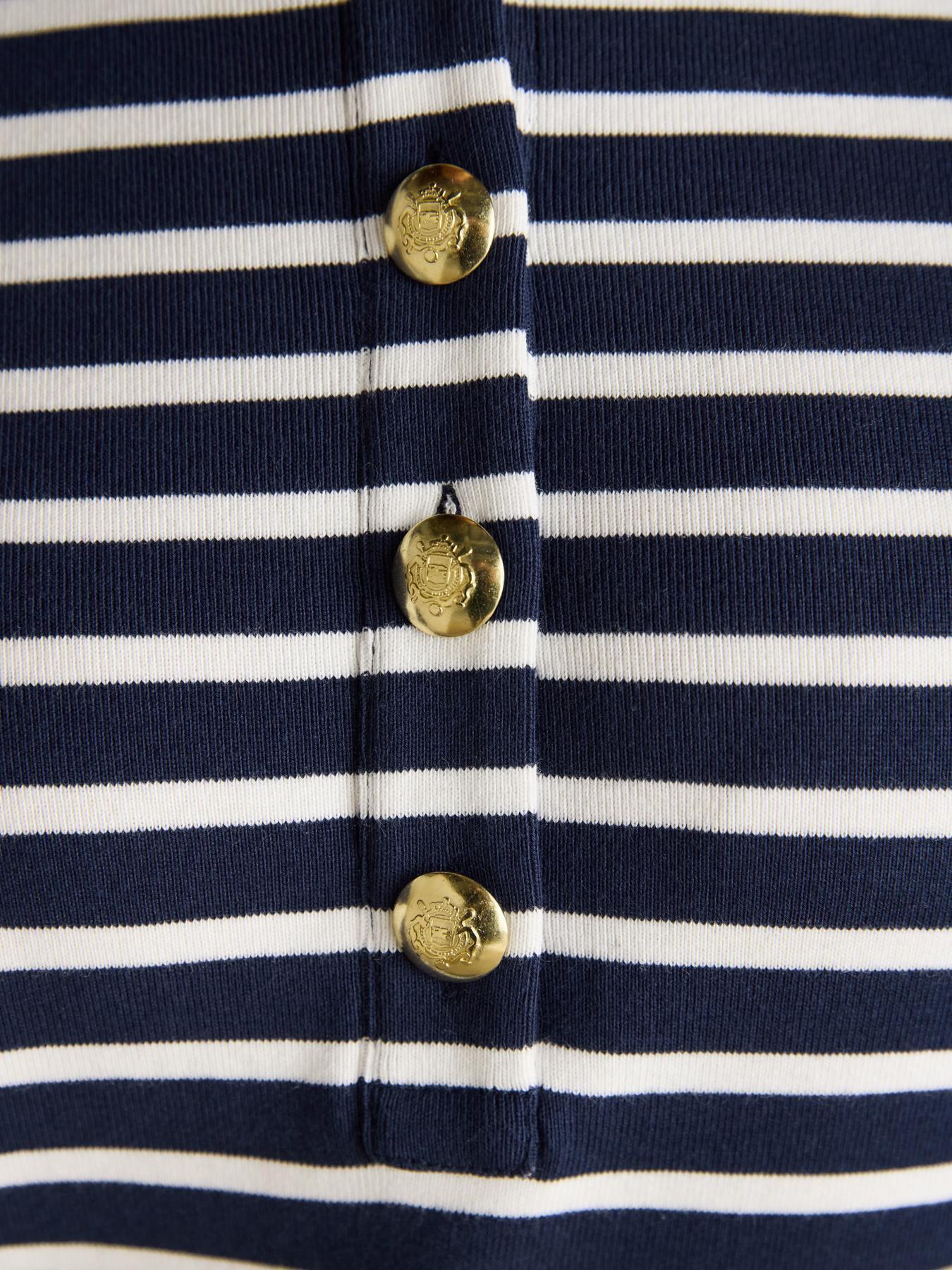 Image 6 of 6 of Joules Jane Striped Button Collared Knee Length Dress - Navy