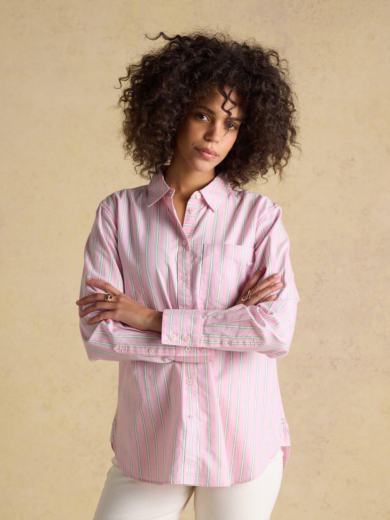 Joules Striped Boyfriend Oxford Shirt - Pink