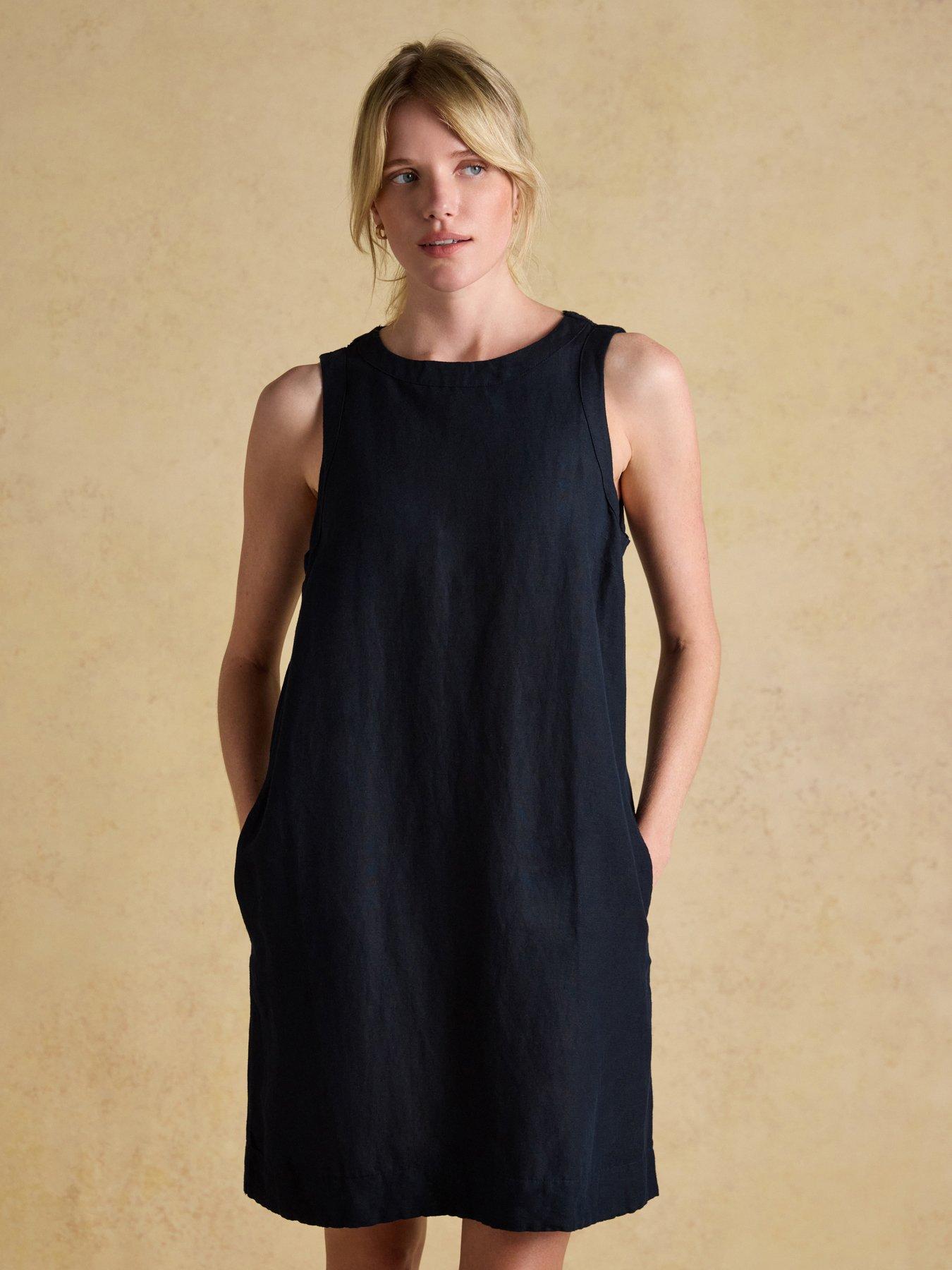 Joules Delphine Shift Dress with Linen - Navy
