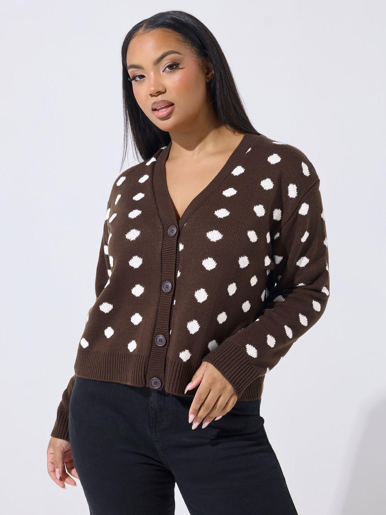 Yours Curve Polka Dot Knitted Carigan
