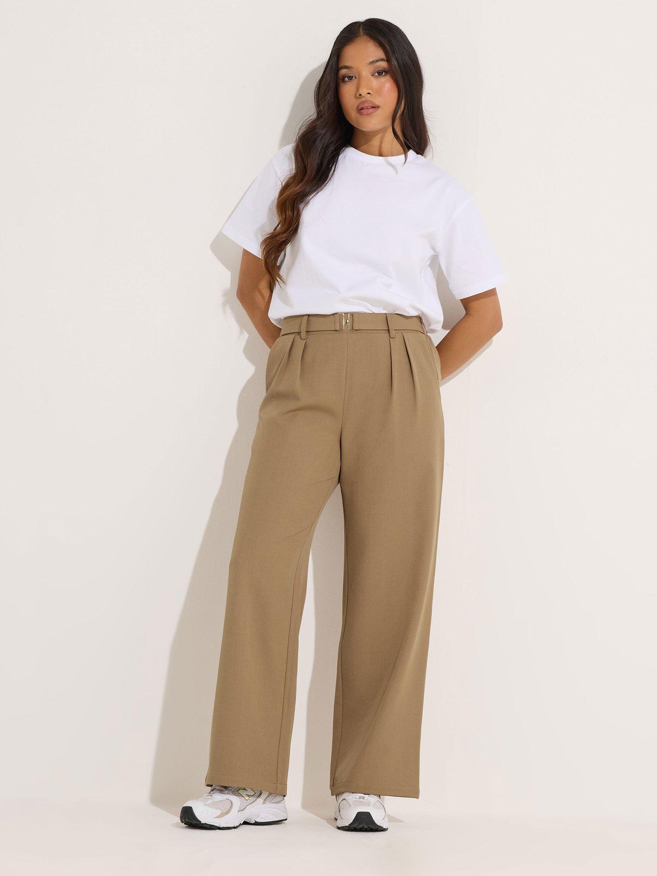  image of pixiegirl-petite-buckle-wide-leg-trousers