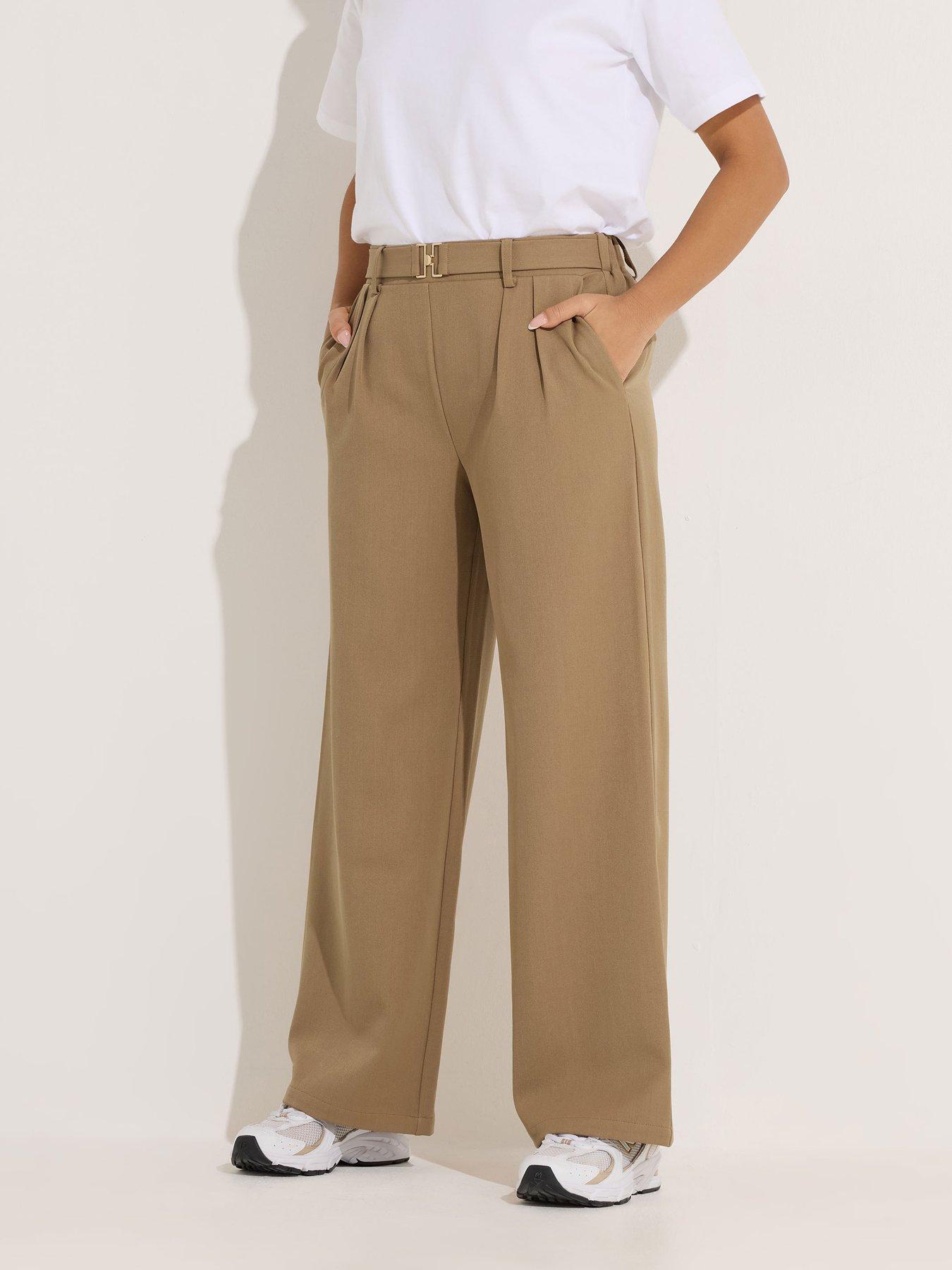  image of pixiegirl-petite-buckle-wide-leg-trousers