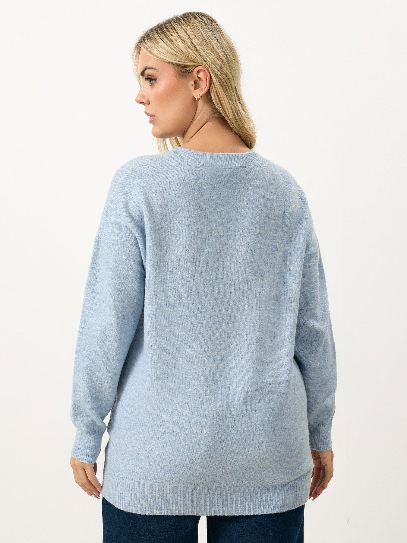 Image 2 of 5 of Yours Curve Crew Neck Soft Touch Jumper - Blue