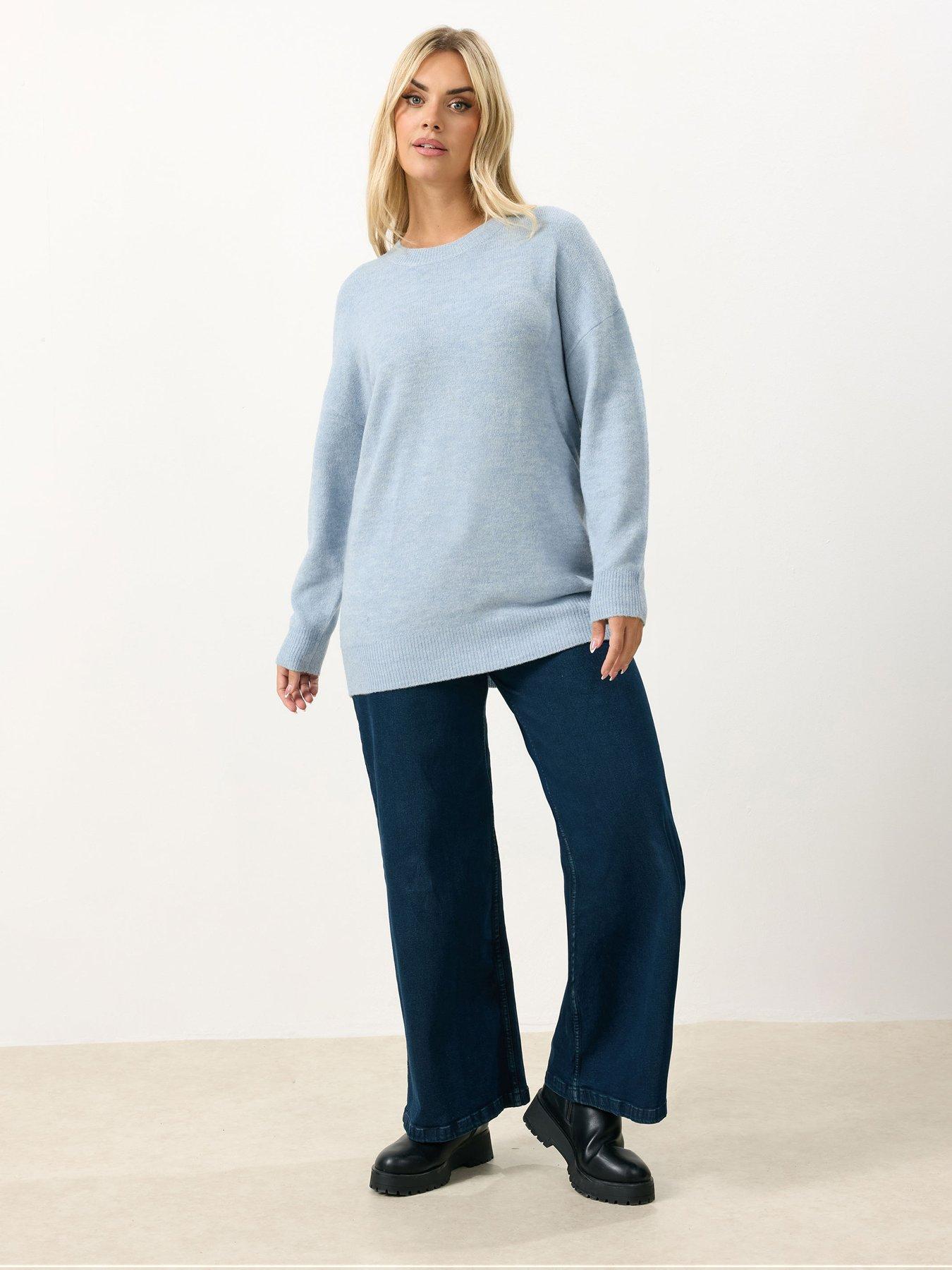 Image 3 of 5 of Yours Curve Crew Neck Soft Touch Jumper - Blue