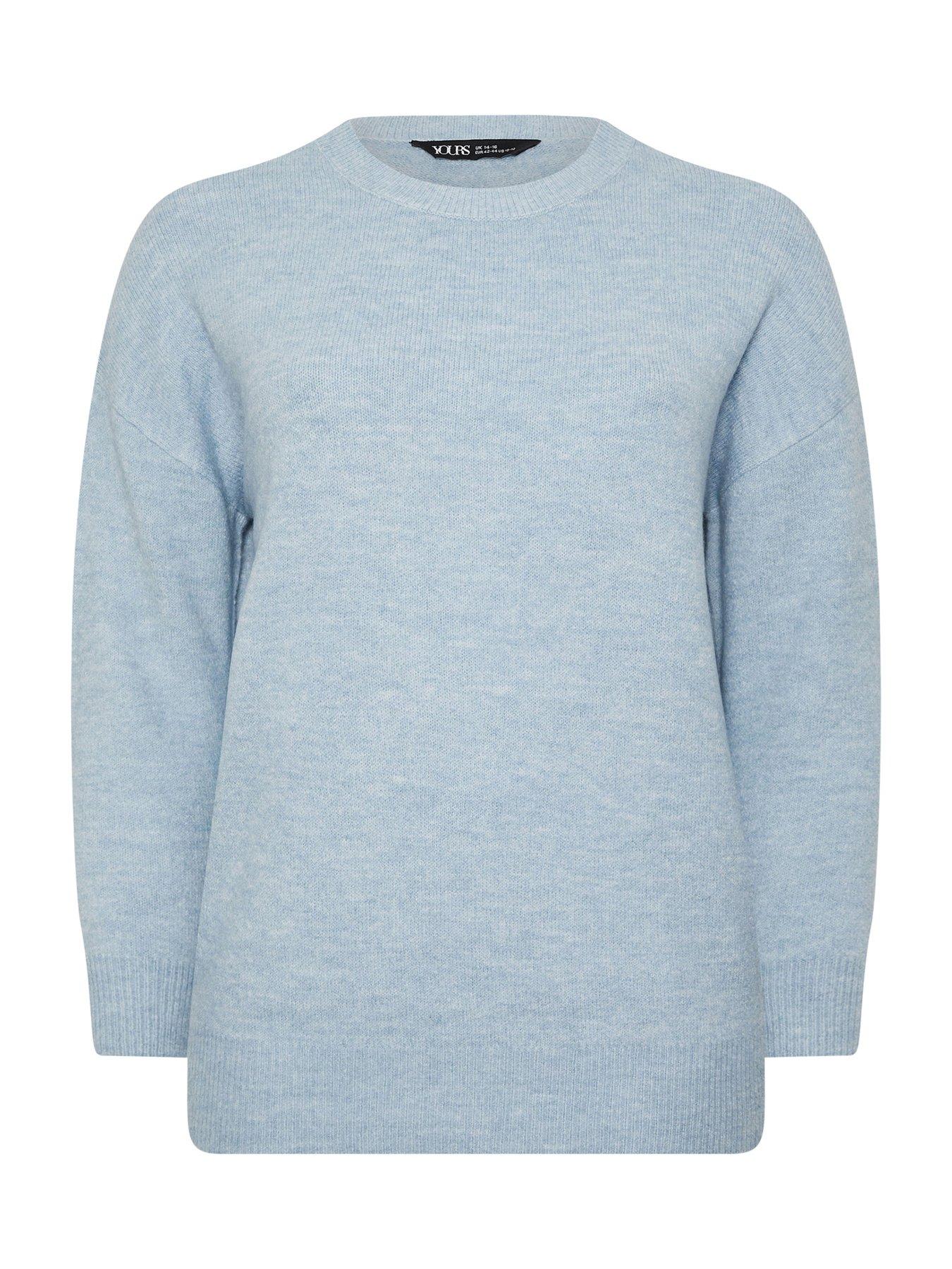 Image 5 of 5 of Yours Curve Crew Neck Soft Touch Jumper - Blue