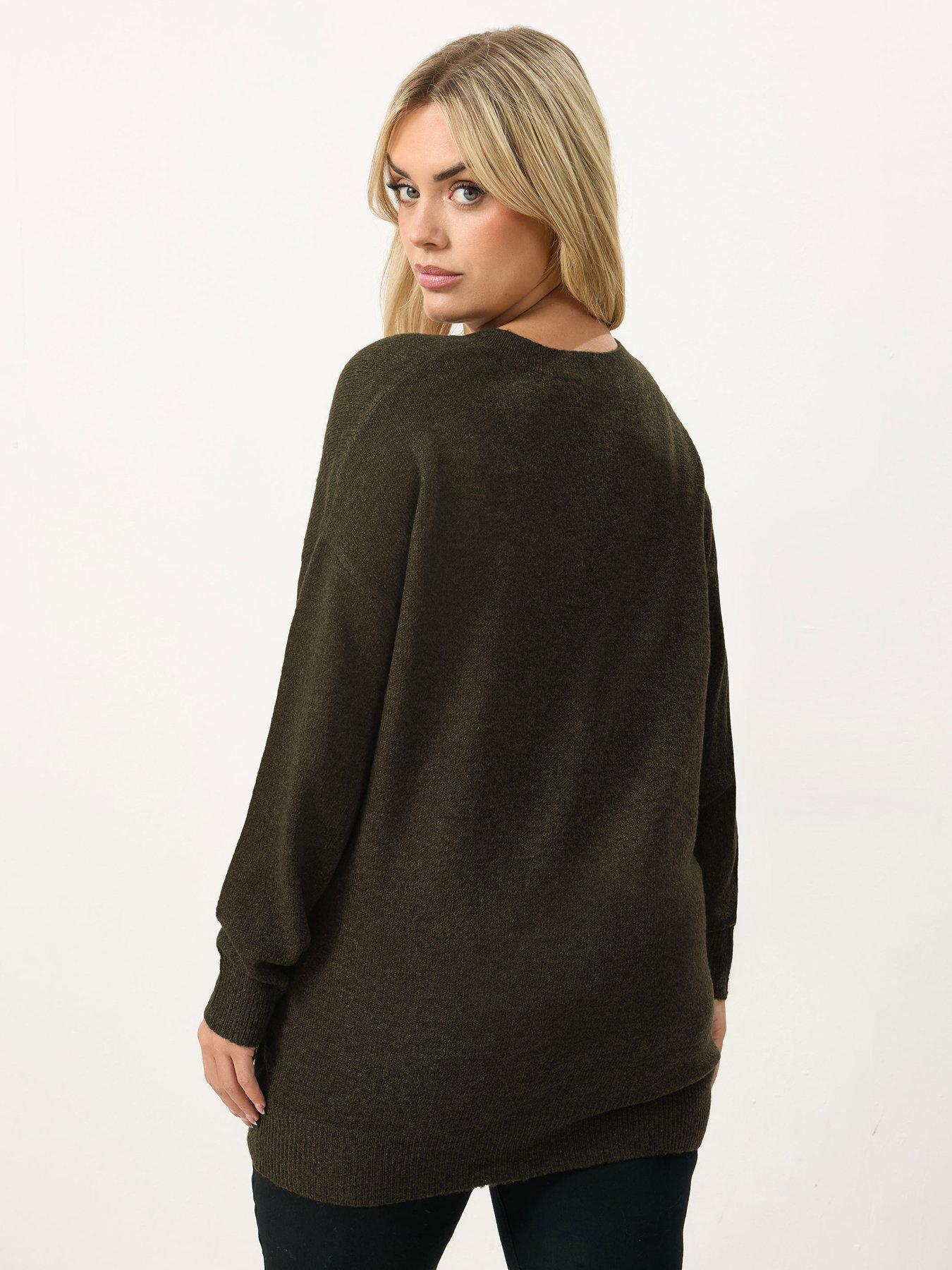  image of yours-curve-v-neck-soft-touch-jumper-brown