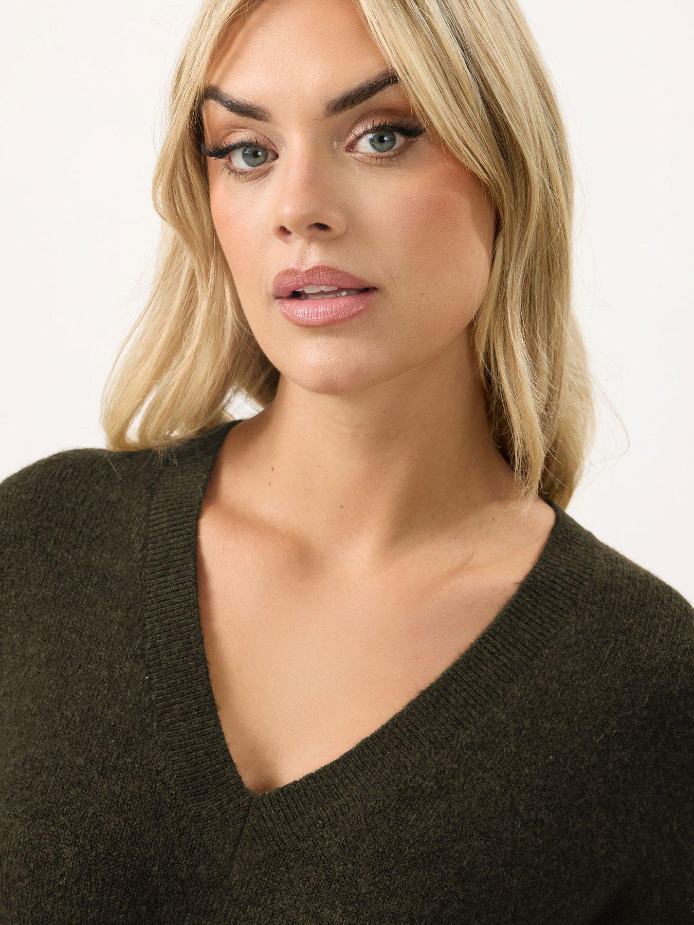  image of yours-curve-v-neck-soft-touch-jumper-brown