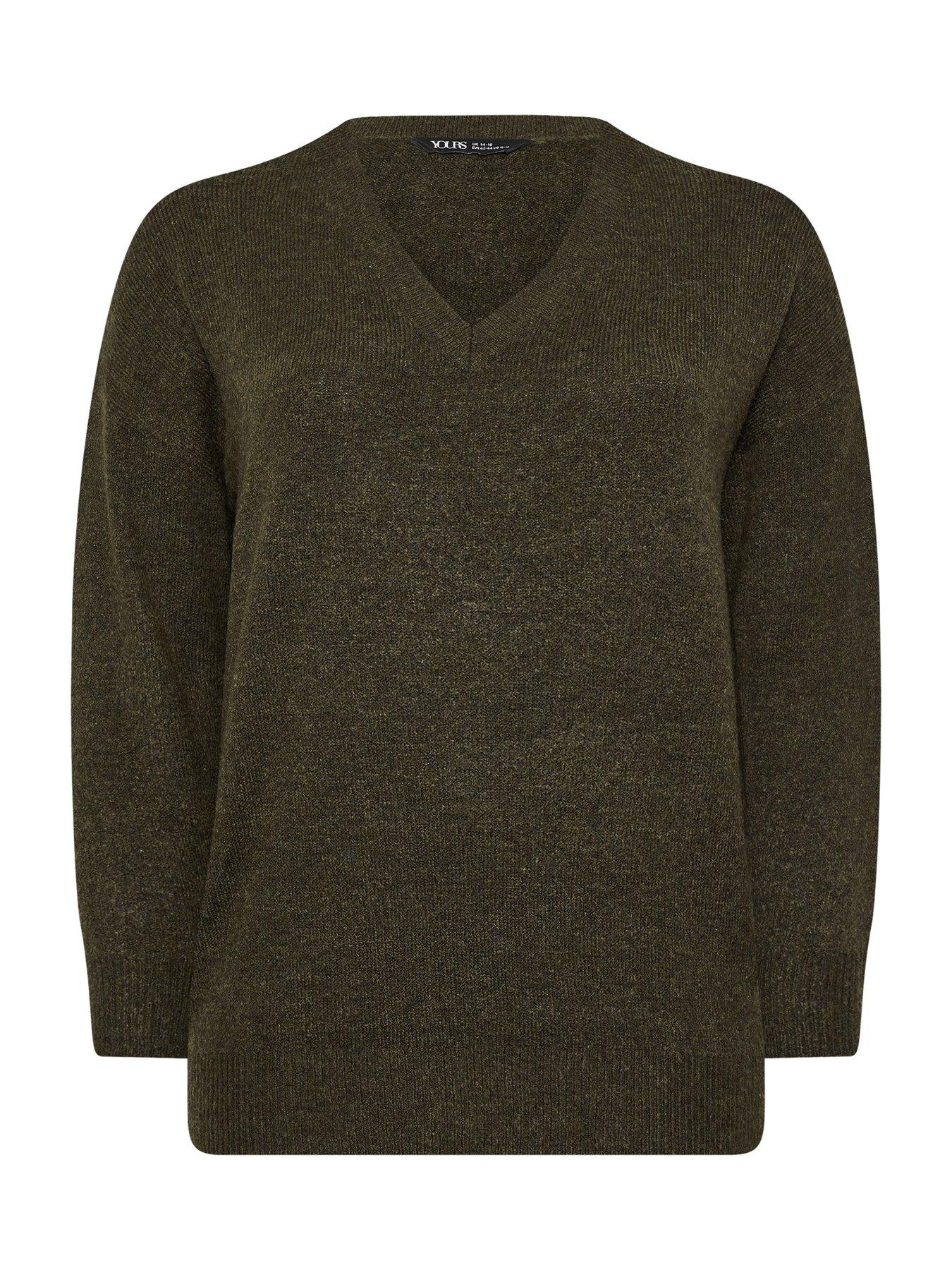  image of yours-curve-v-neck-soft-touch-jumper-brown