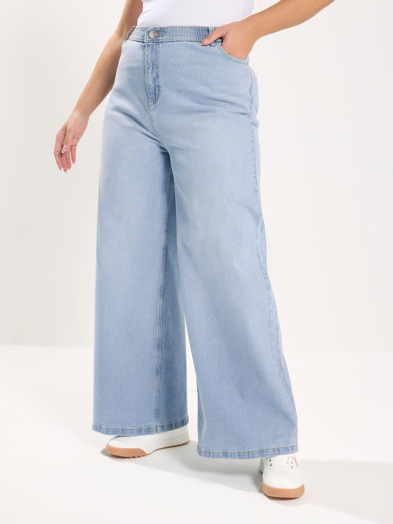 Yours Curve Wide Leg Puddle Jeans