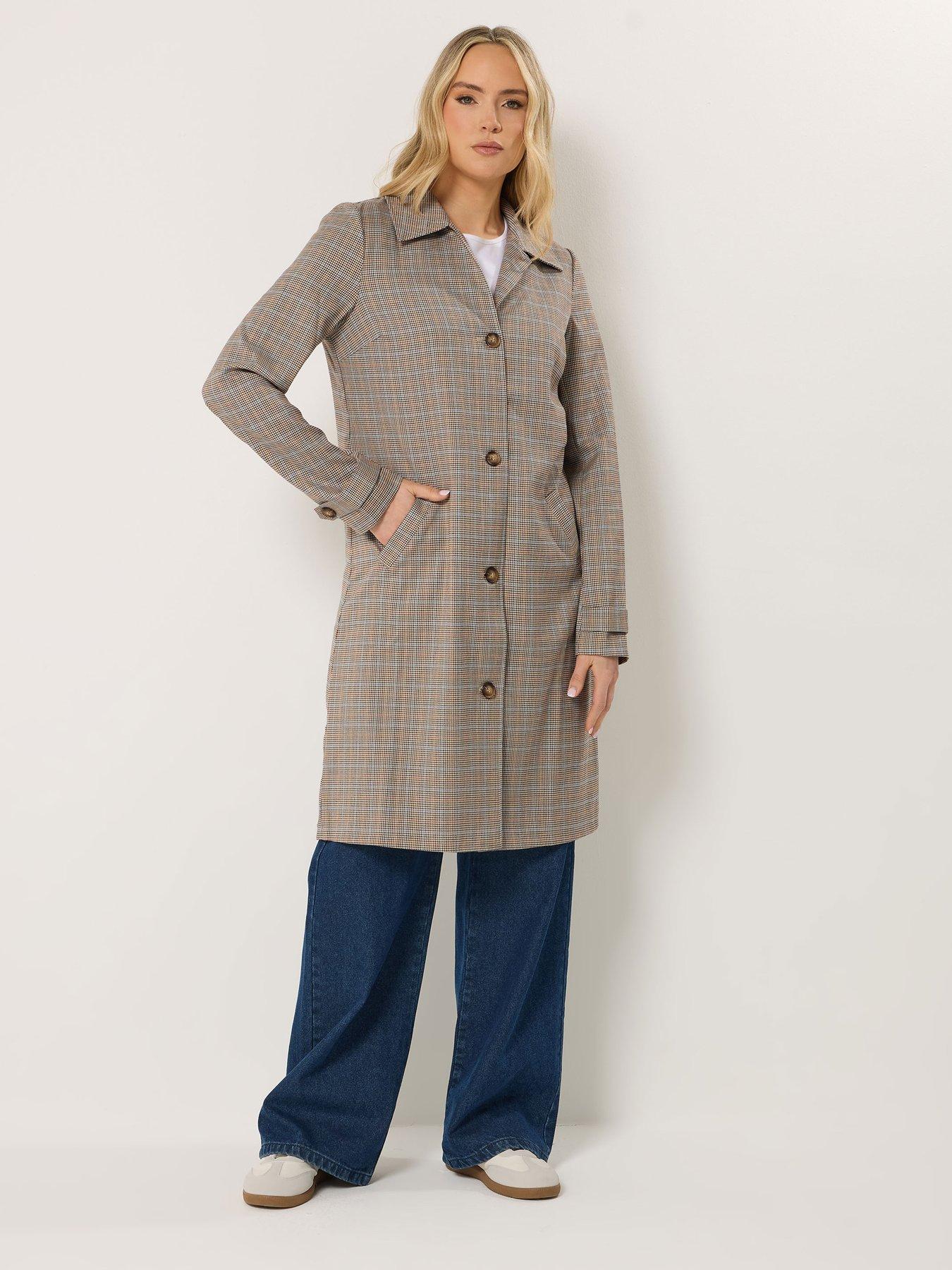 Image 3 of 6 of Long Tall Sally Check Car Coat - Cream
