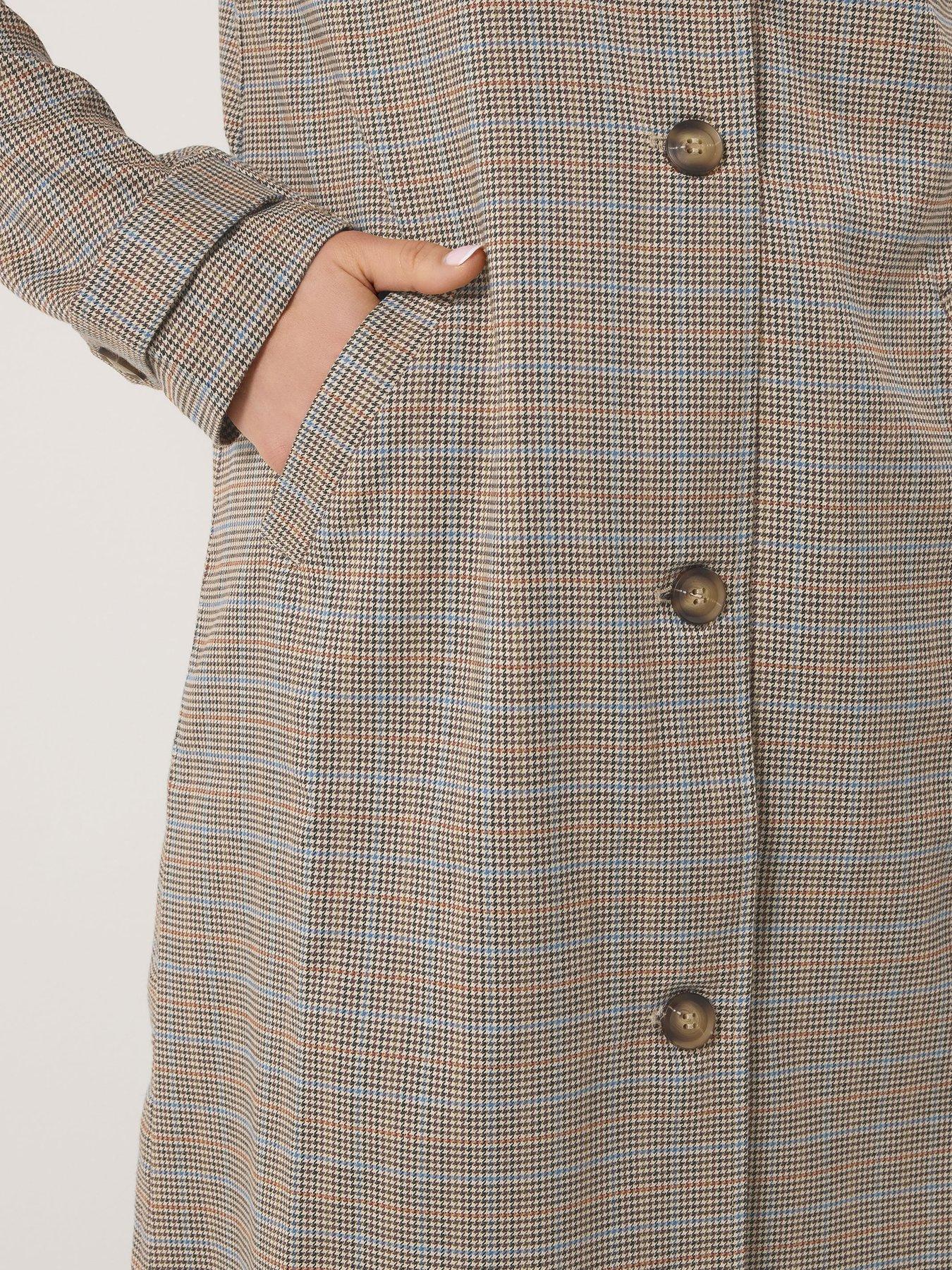 Image 5 of 6 of Long Tall Sally Check Car Coat - Cream
