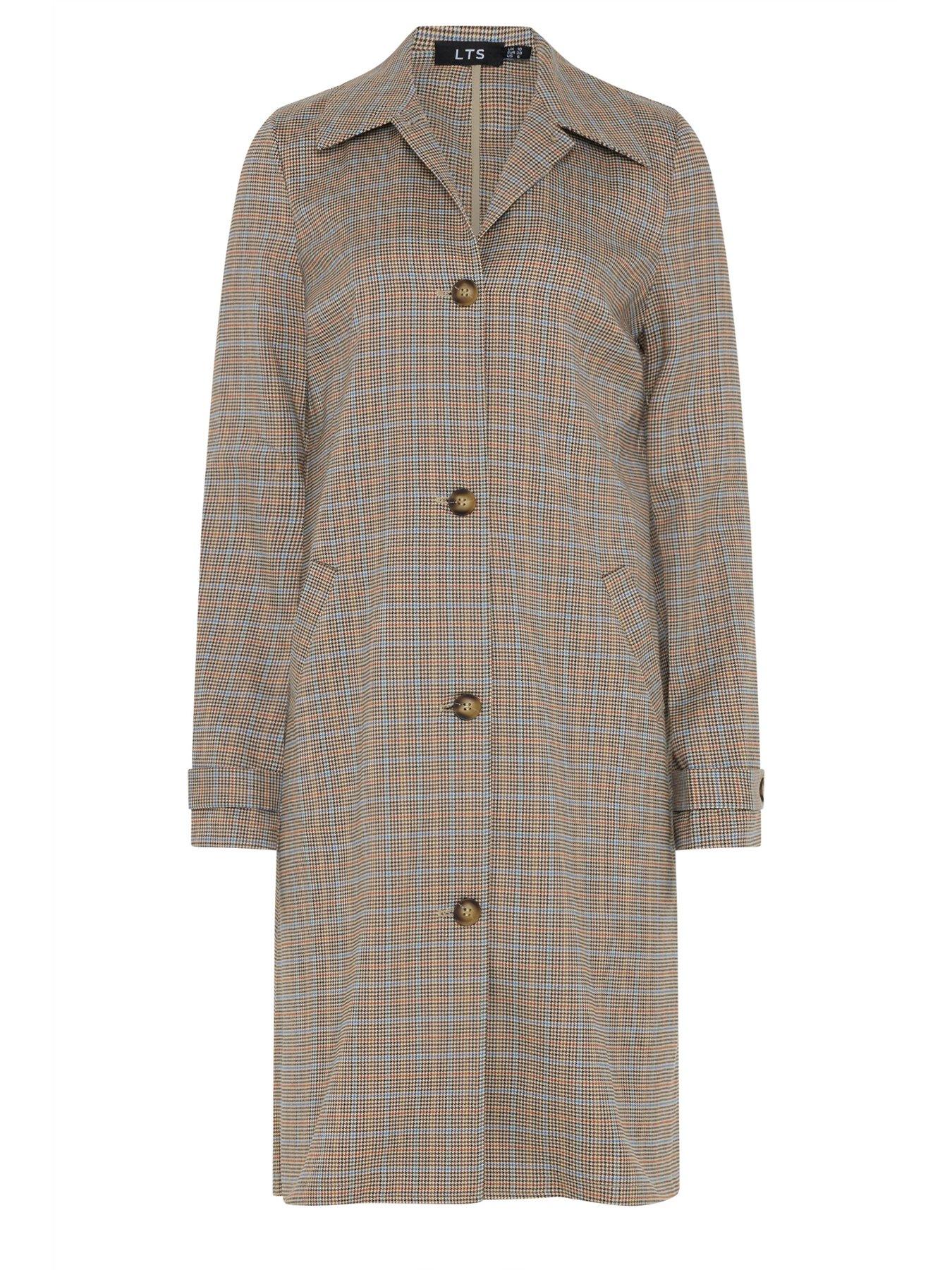 Image 6 of 6 of Long Tall Sally Check Car Coat - Cream