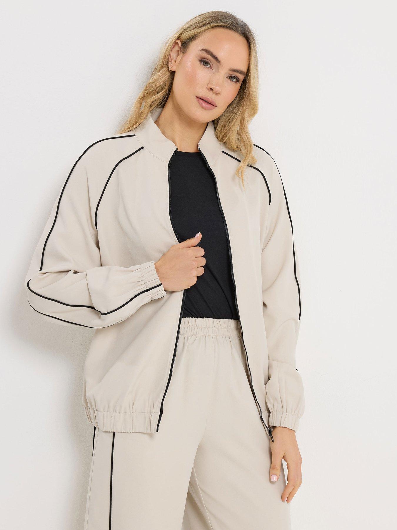 Long Tall Sally Piped Detail Zip Through Jacket - Cream