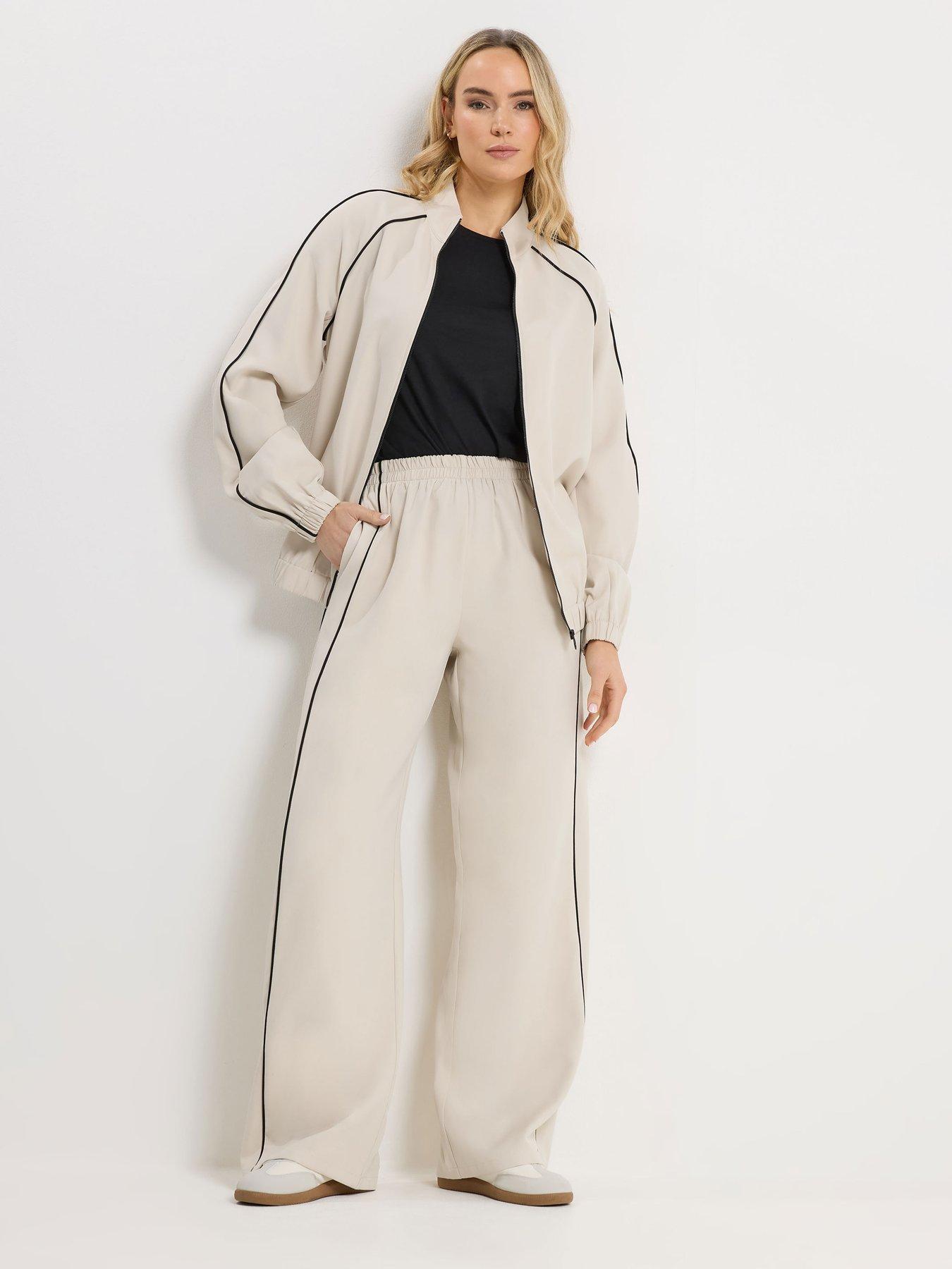  image of long-tall-sally-piped-detail-zip-through-jacket-cream