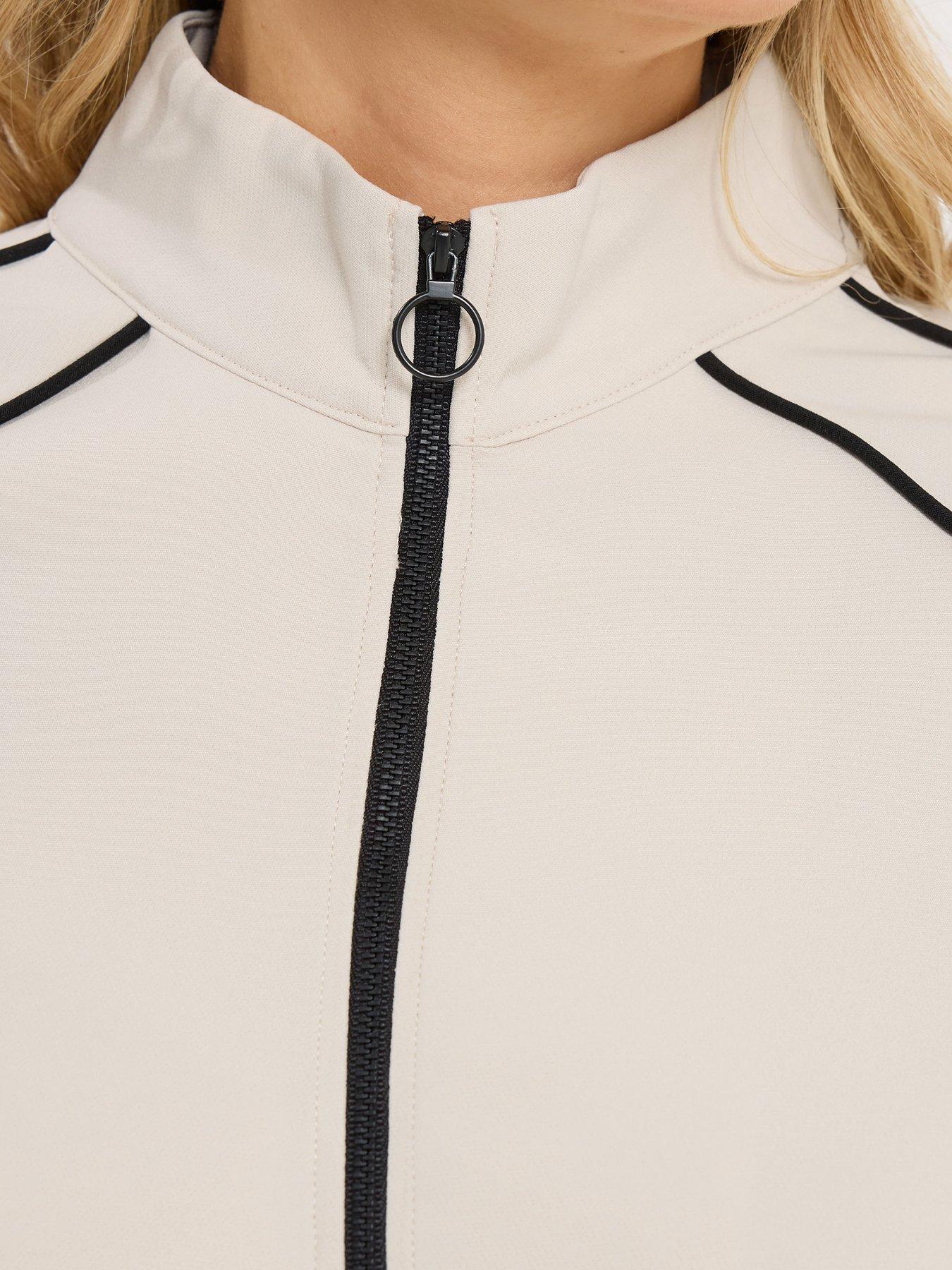  image of long-tall-sally-piped-detail-zip-through-jacket-cream